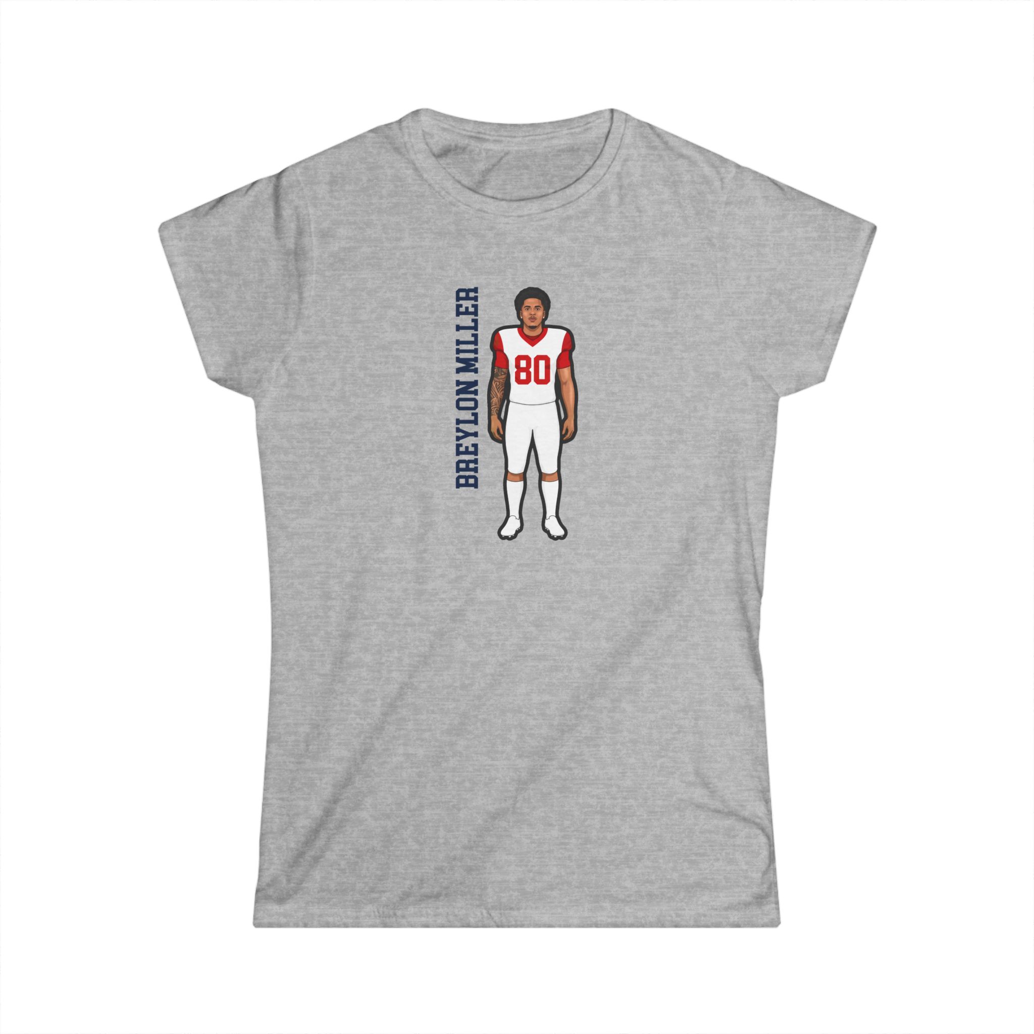 Women's Softstyle Tee — character_name_vertical in Grey