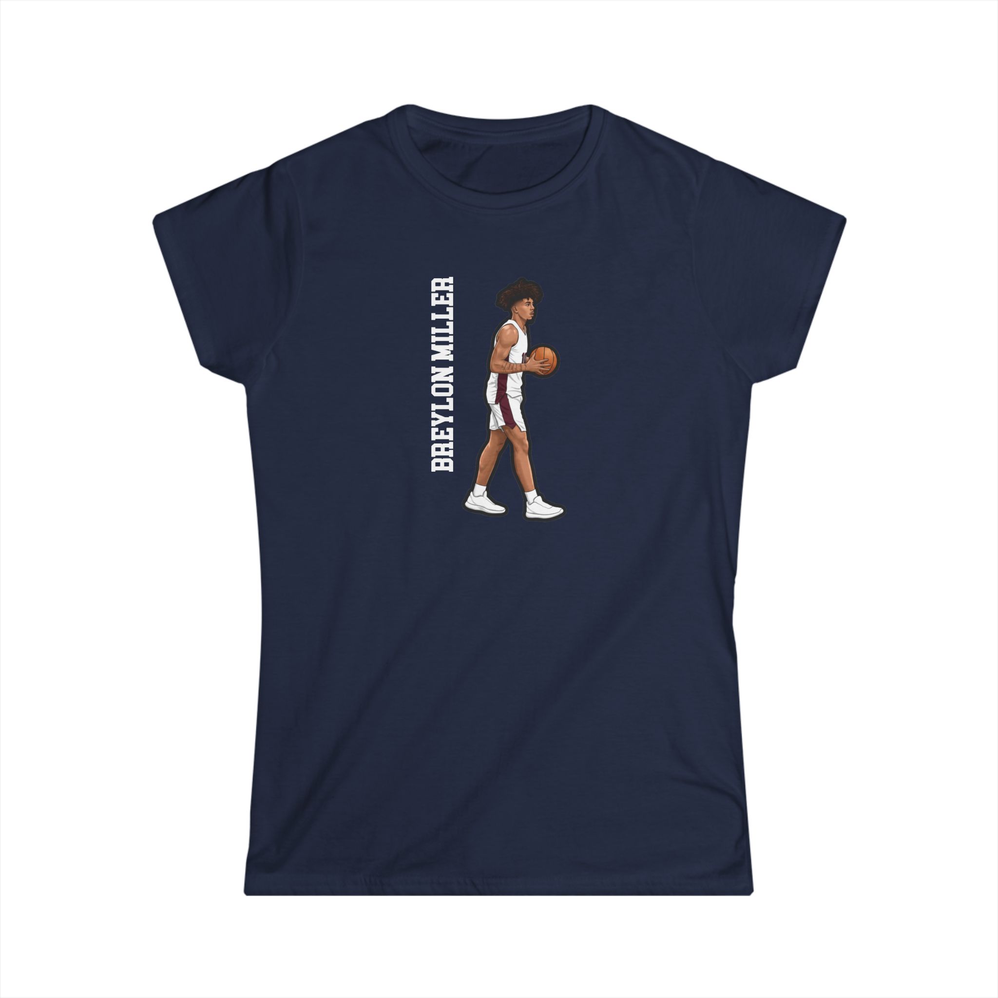 Women's Softstyle Tee — character_name_vertical in Navy