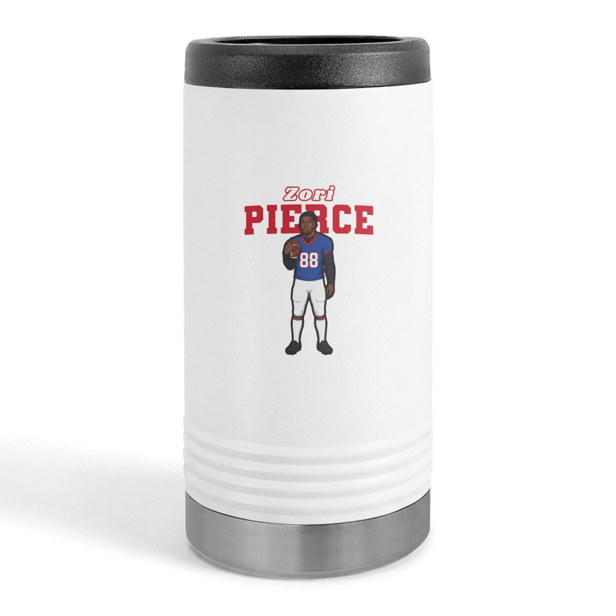 Slim Stainless Can Cooler — character_name_arch in White