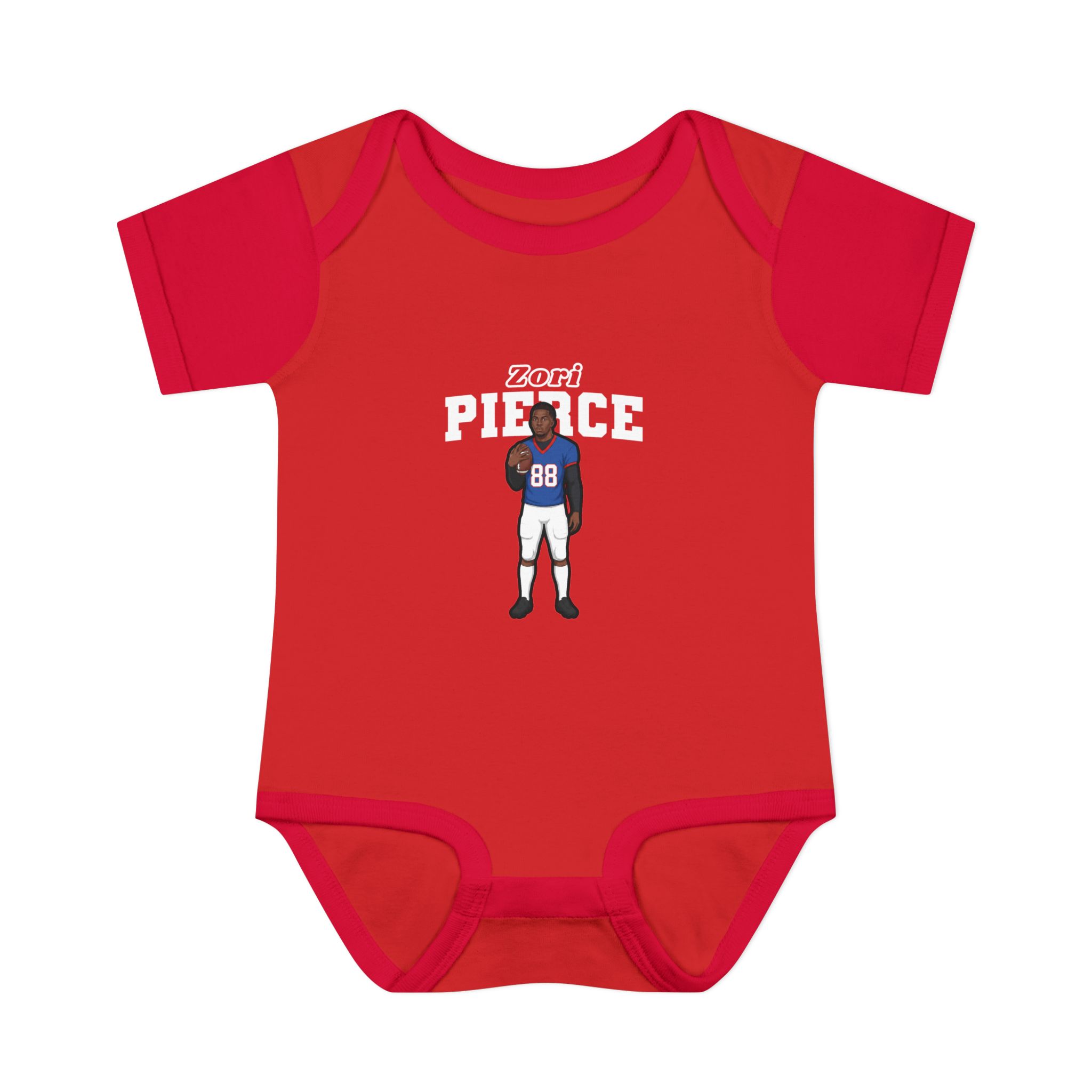 Baby Onesie — character_name_arch in Red