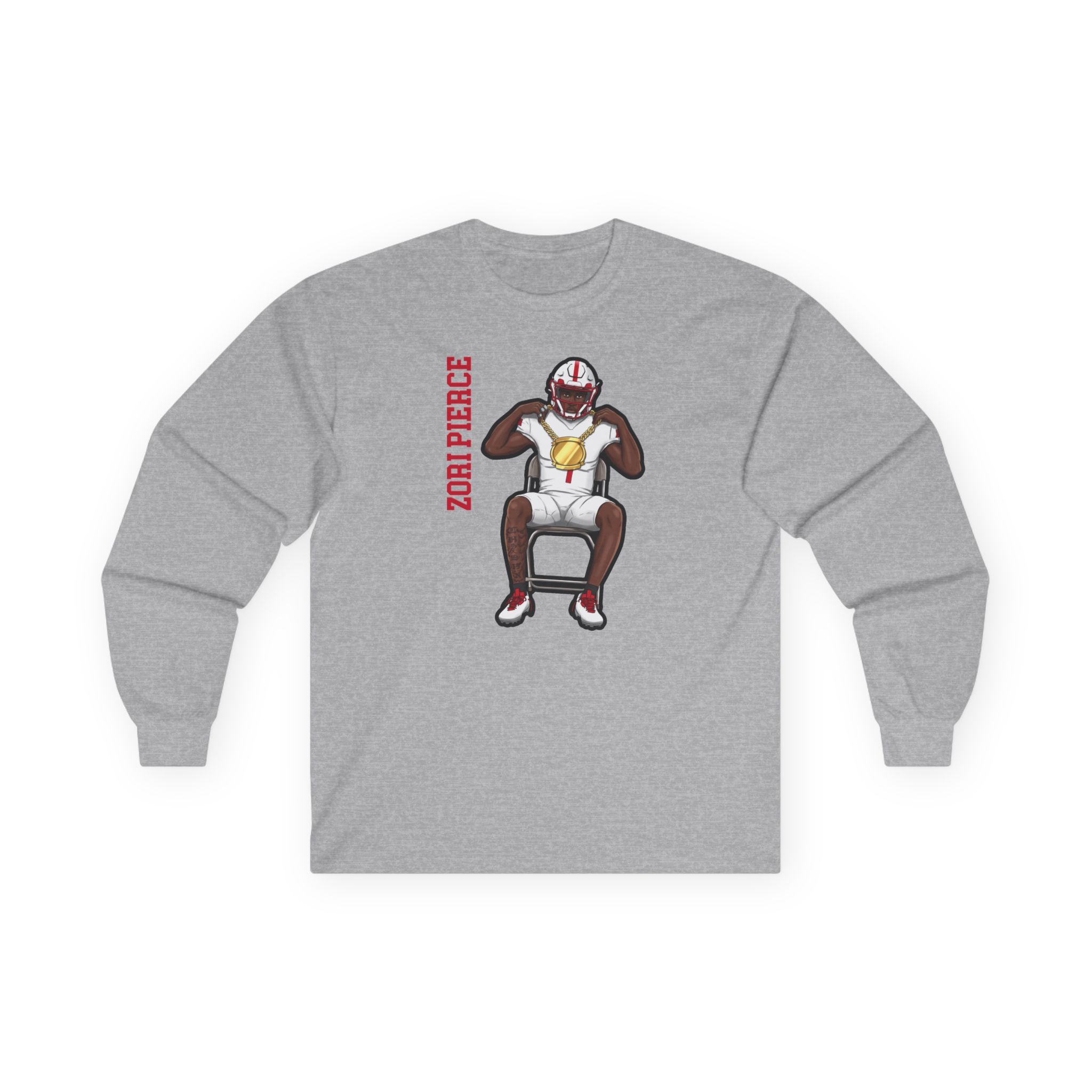 Long Sleeve Tee — character_name_vertical in Grey