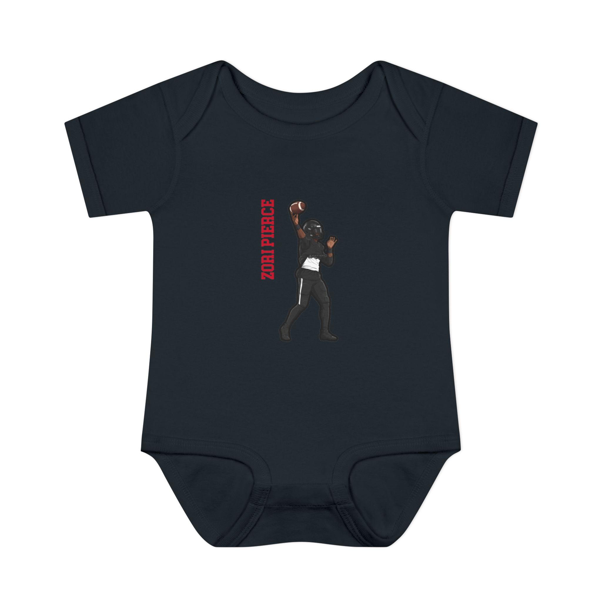 Baby Onesie — character_name_vertical in Black