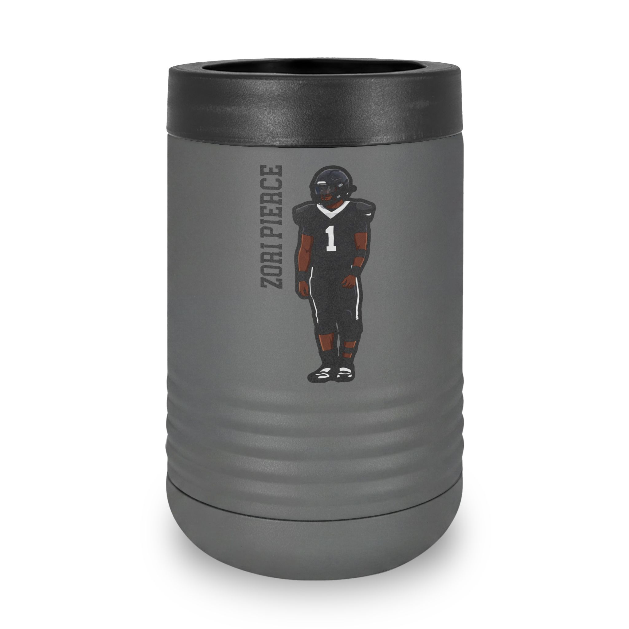 Stainless Can Cooler — character_name_vertical in Grey