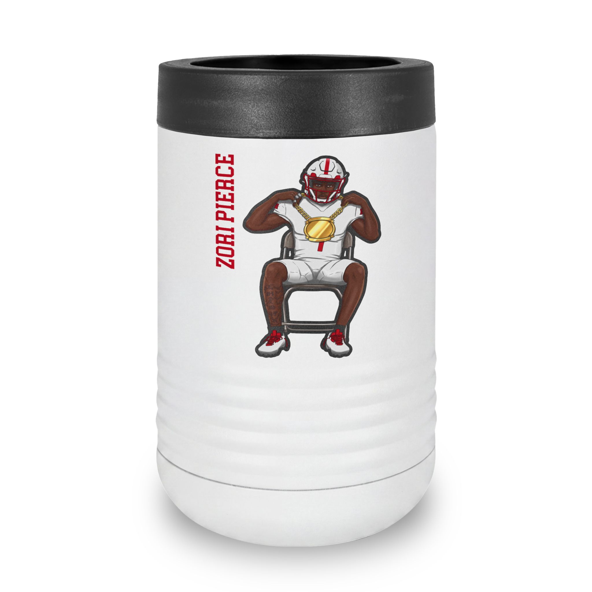 Stainless Can Cooler — character_name_vertical in White