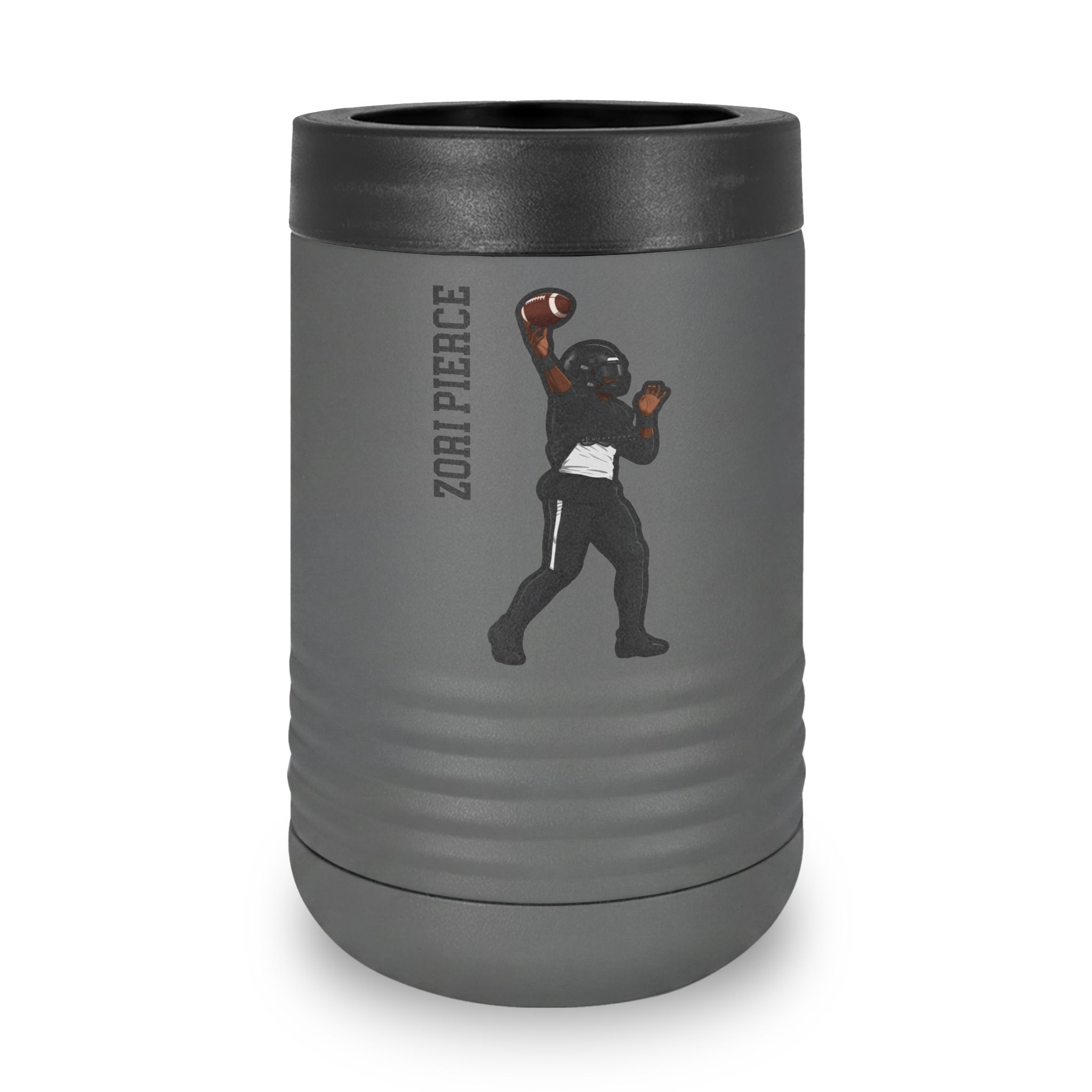 Stainless Can Cooler — character_name_vertical in Grey