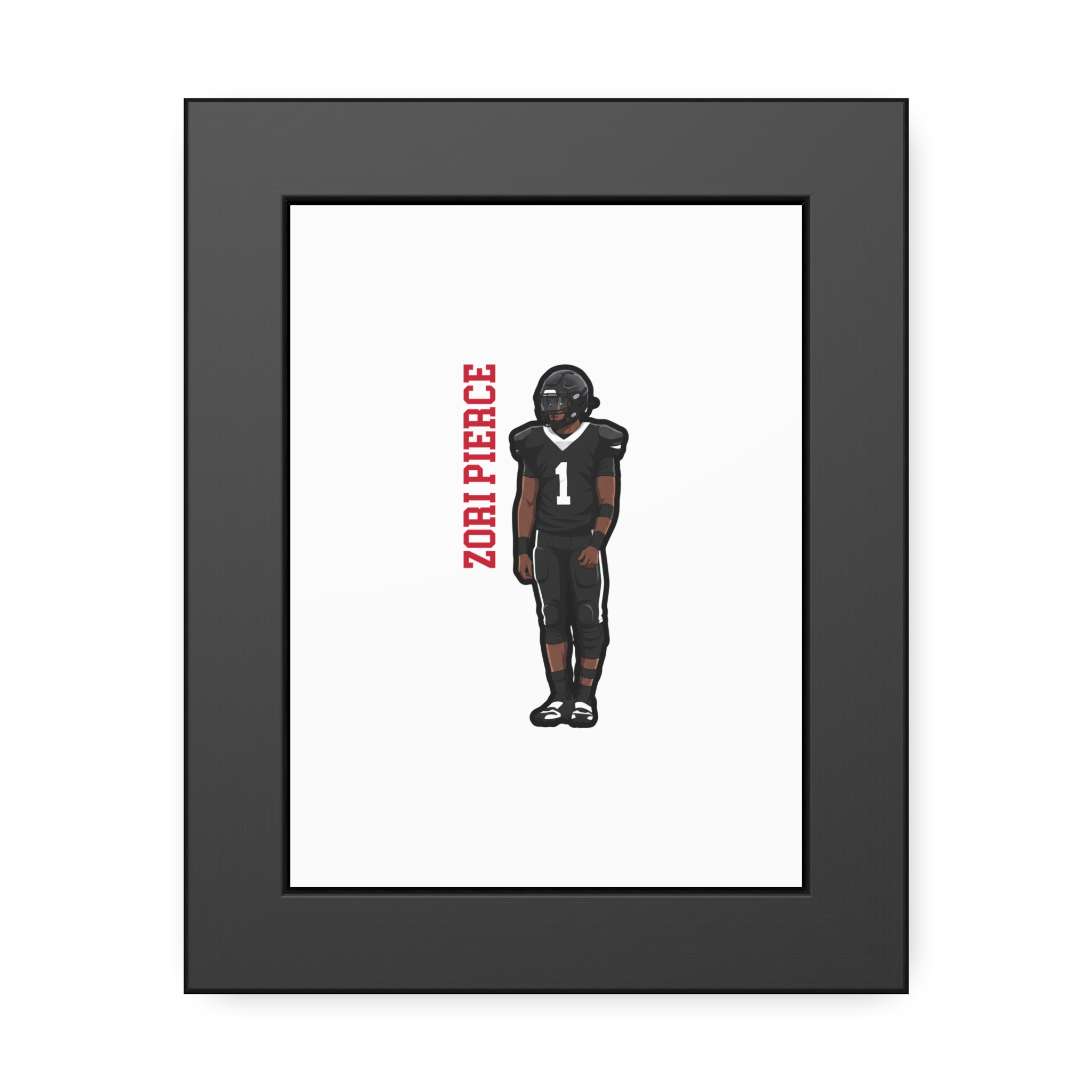 Framed Poster — character_name_vertical in Black