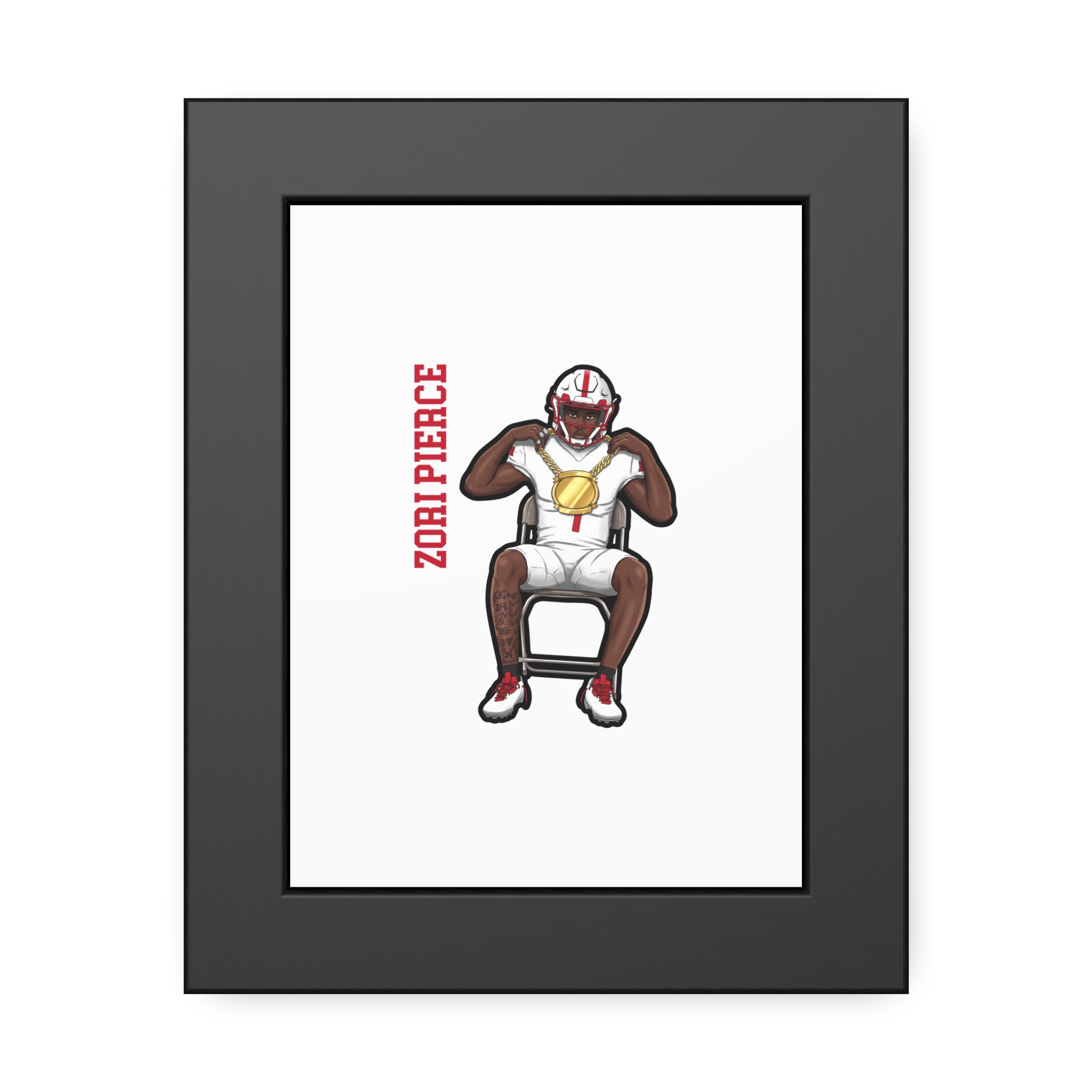 Framed Poster — character_name_vertical in Black