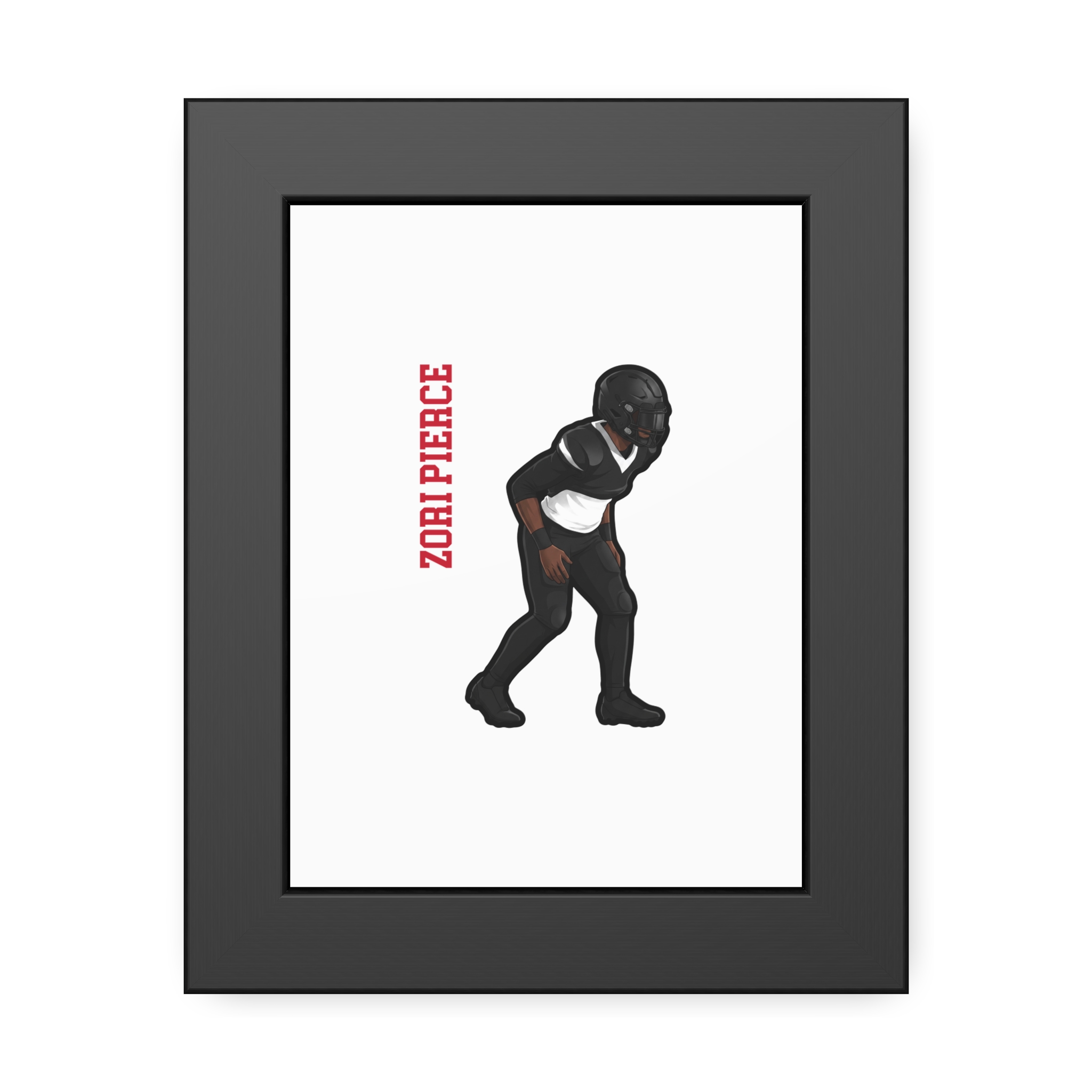 Framed Poster — character_name_vertical in Black