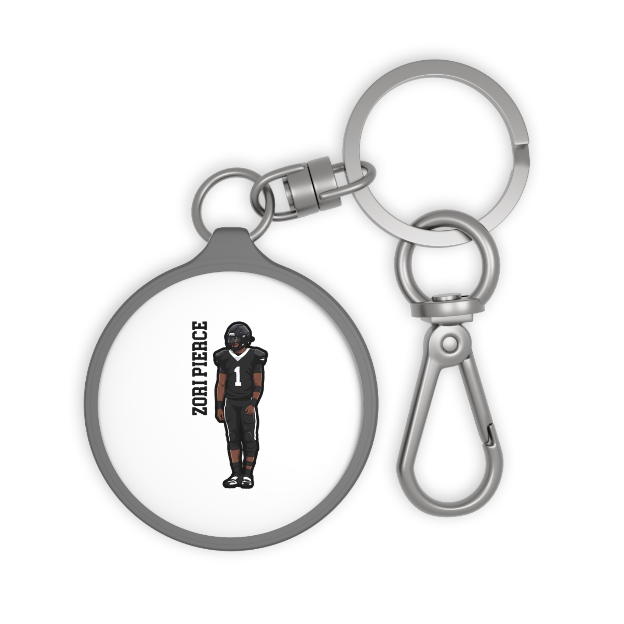 Keychain — character_name_vertical in Grey