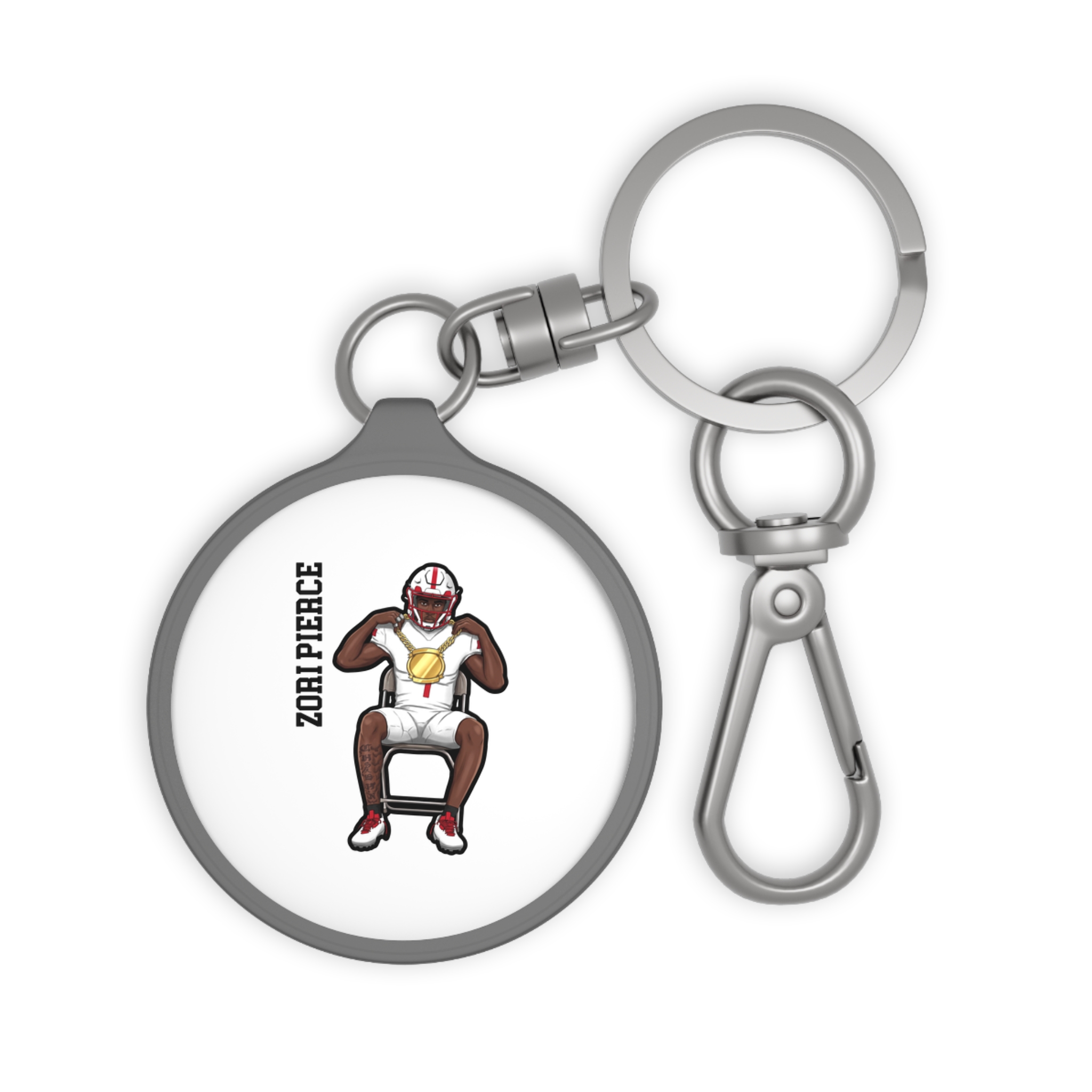 Keychain — character_name_vertical in Grey
