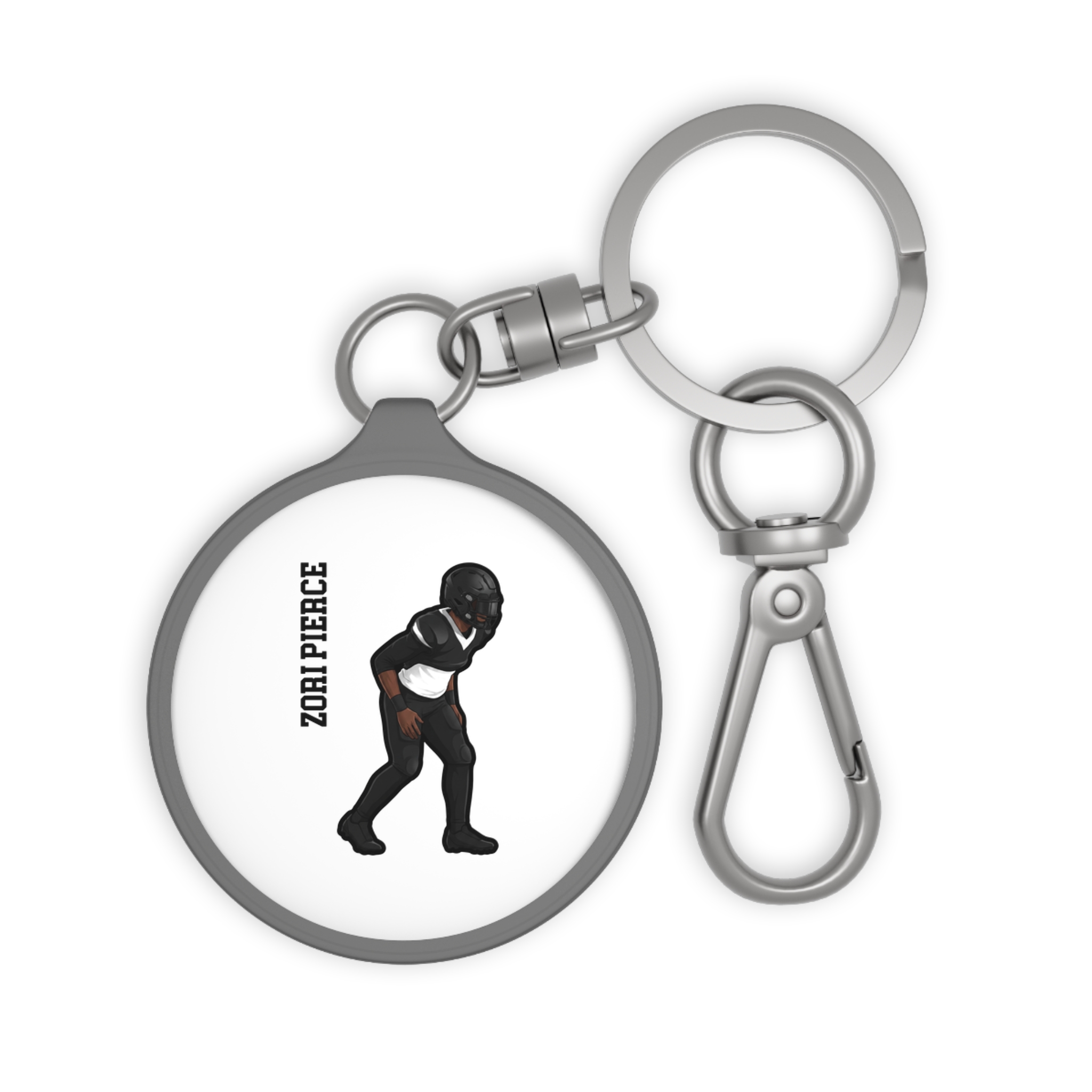 Keychain — character_name_vertical in Grey