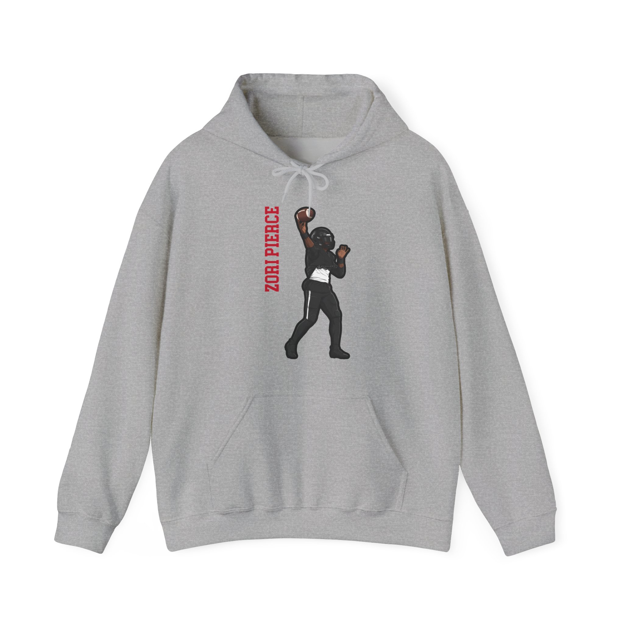 Hoodie — character_name_vertical in Grey