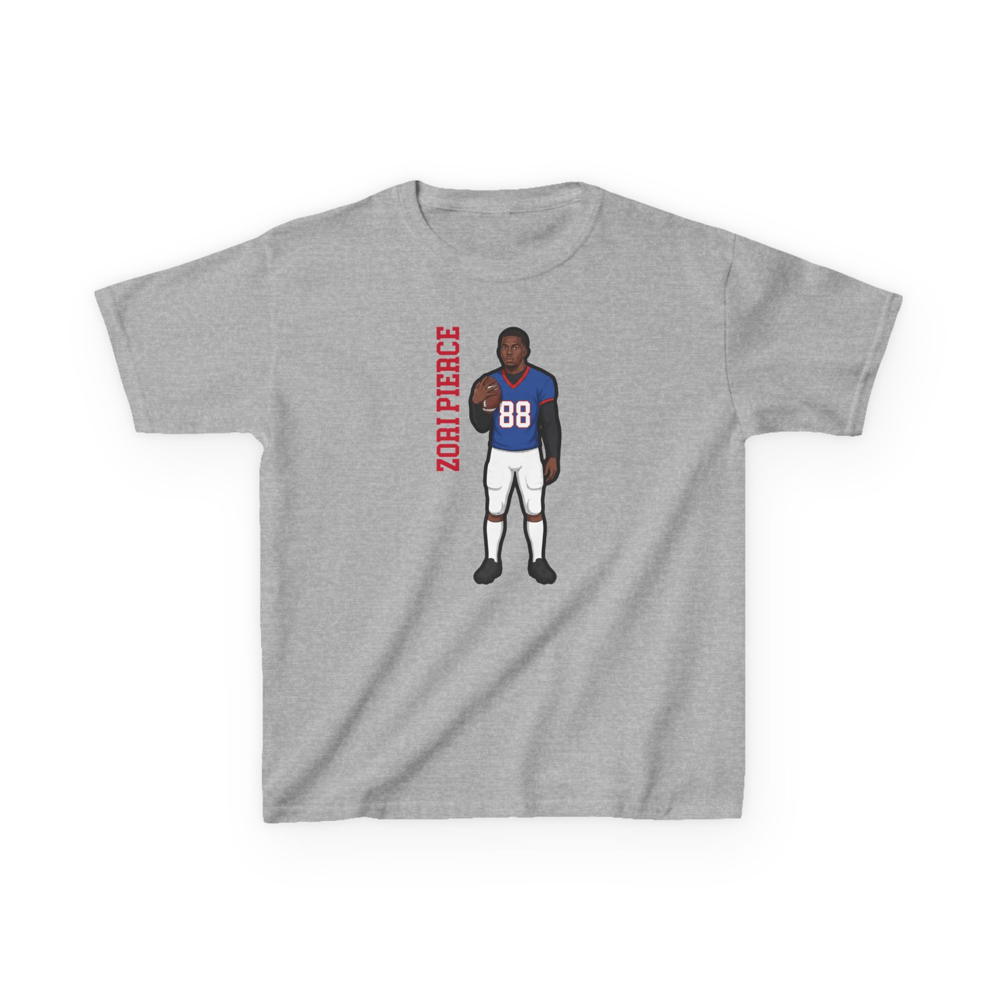 Youth Tee — character_name_vertical in Grey