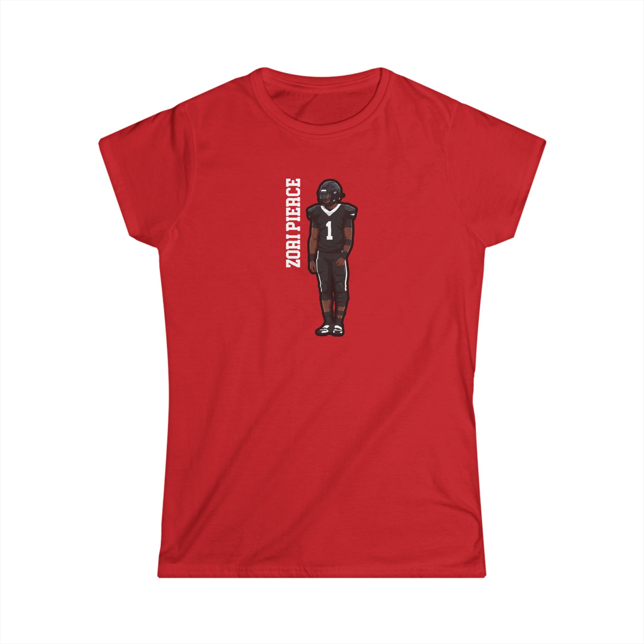Women's Softstyle Tee — character_name_vertical in Red