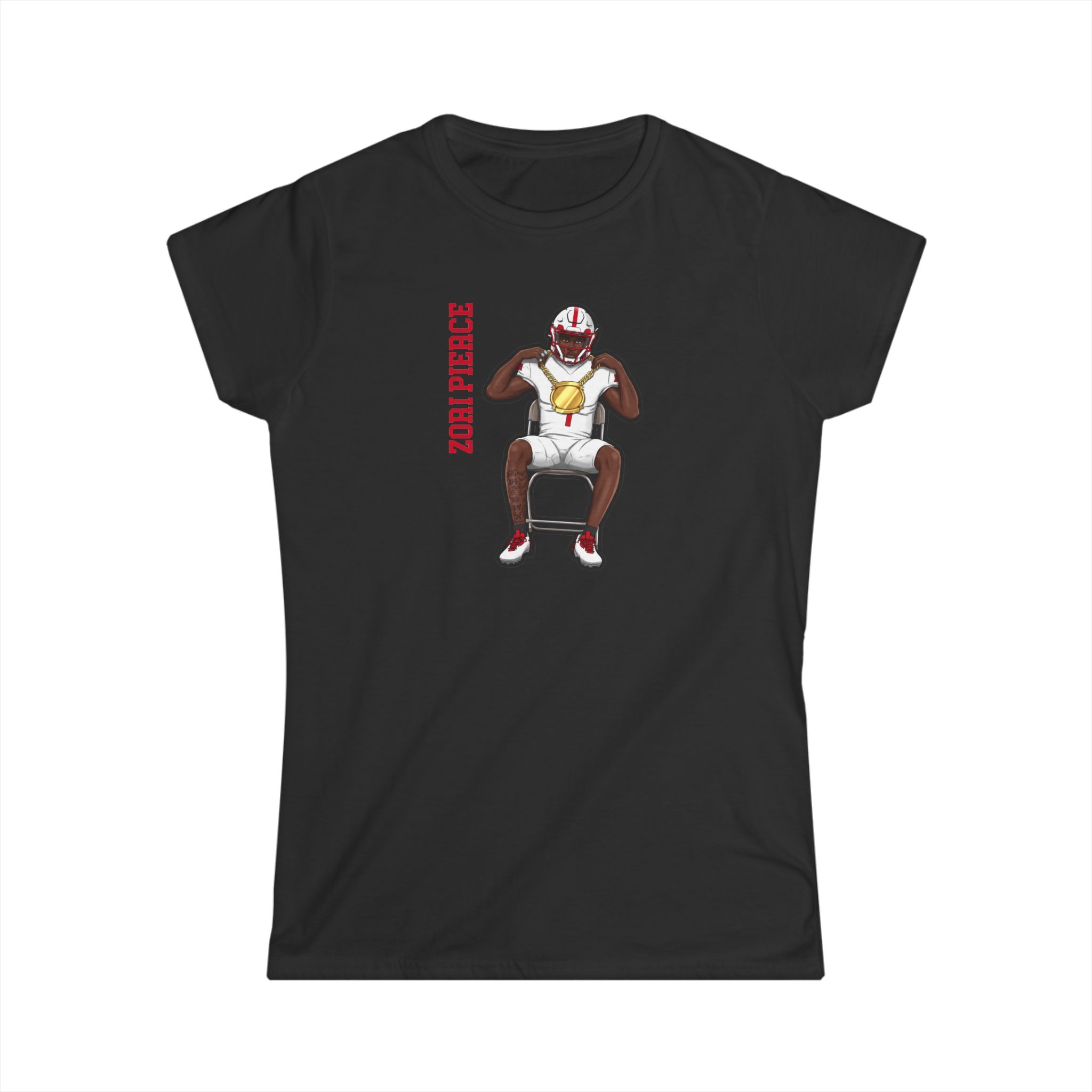 Women's Softstyle Tee — character_name_vertical in Black