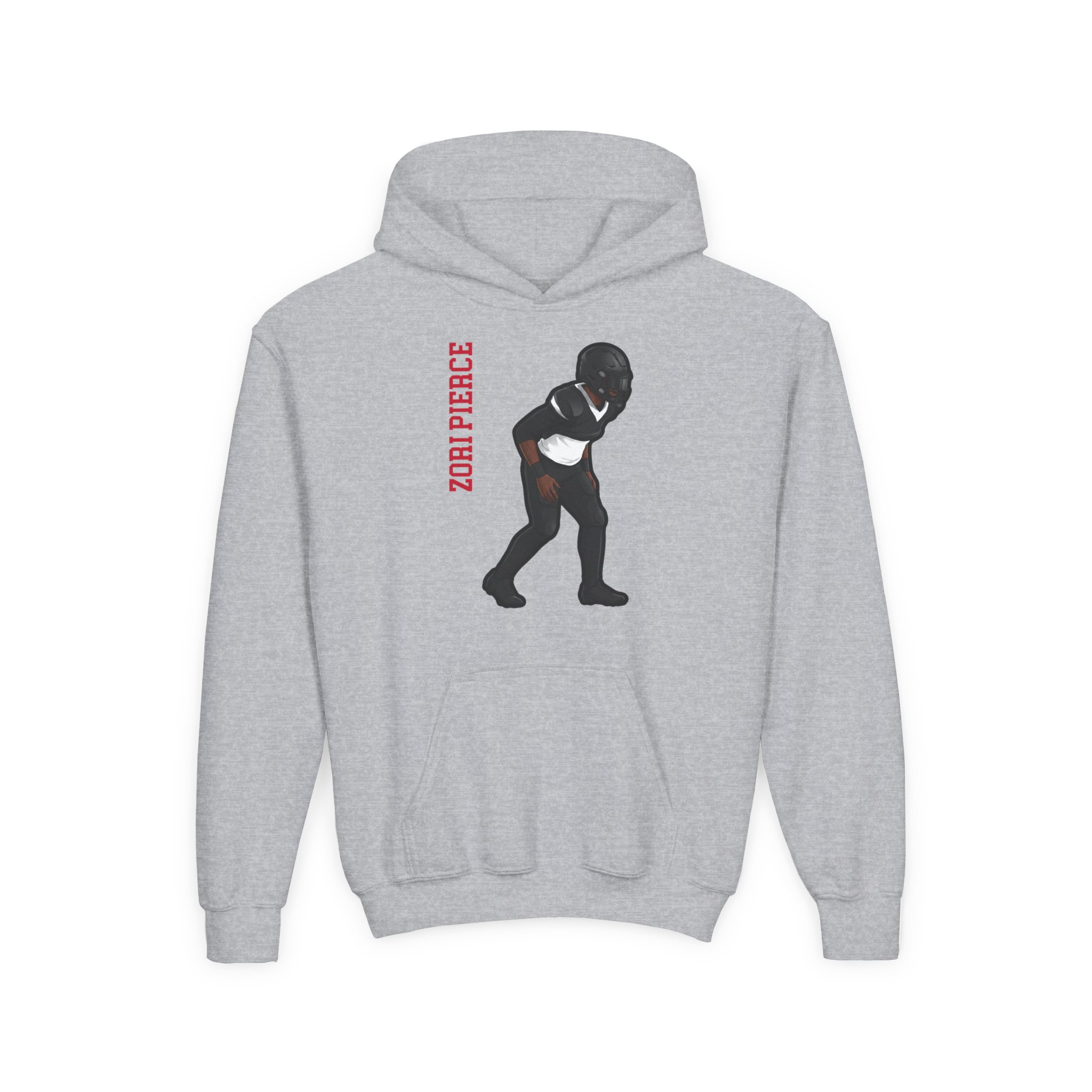 Youth Hoodie — character_name_vertical in Grey