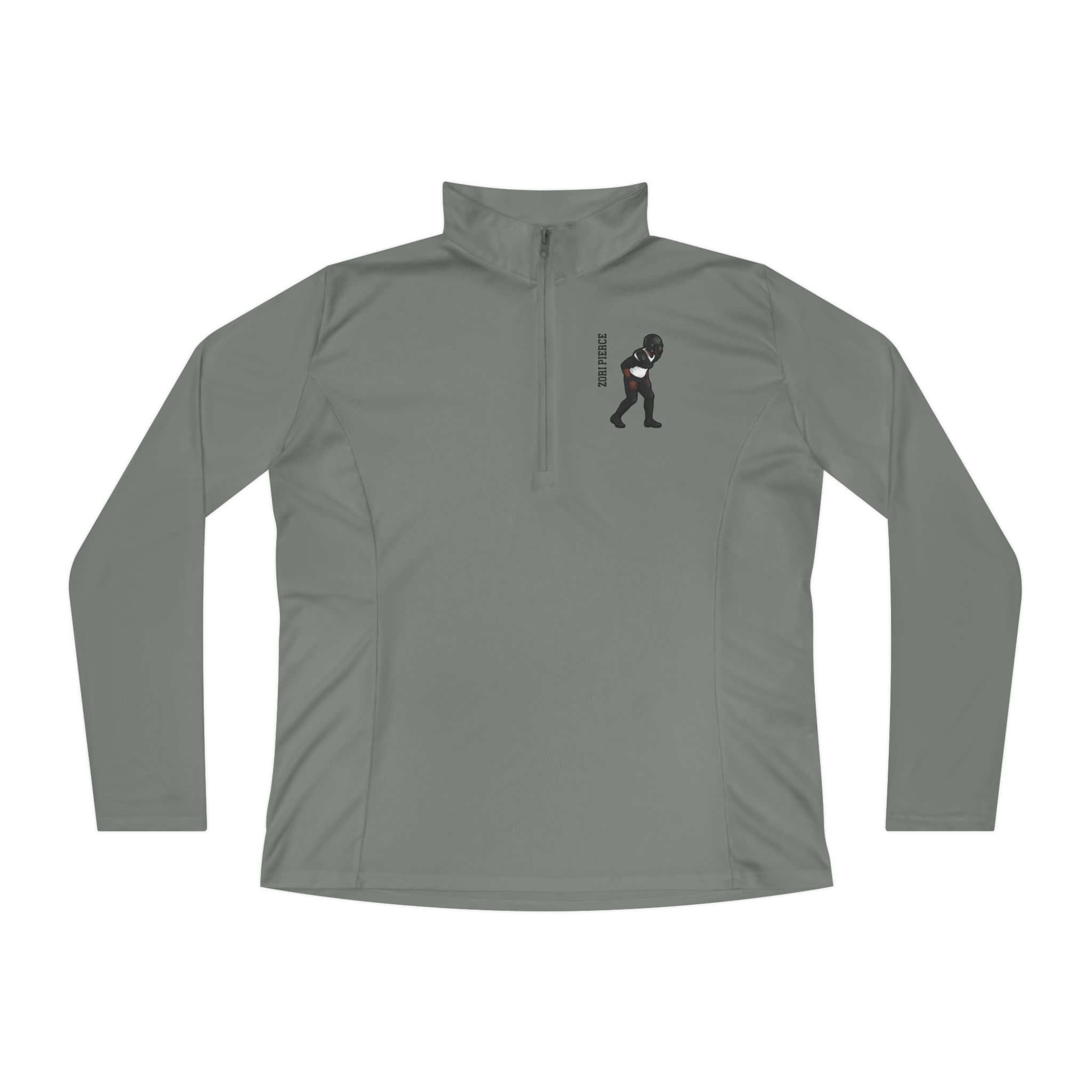 Women's Q-Zip Pullover — character_name_vertical in Grey