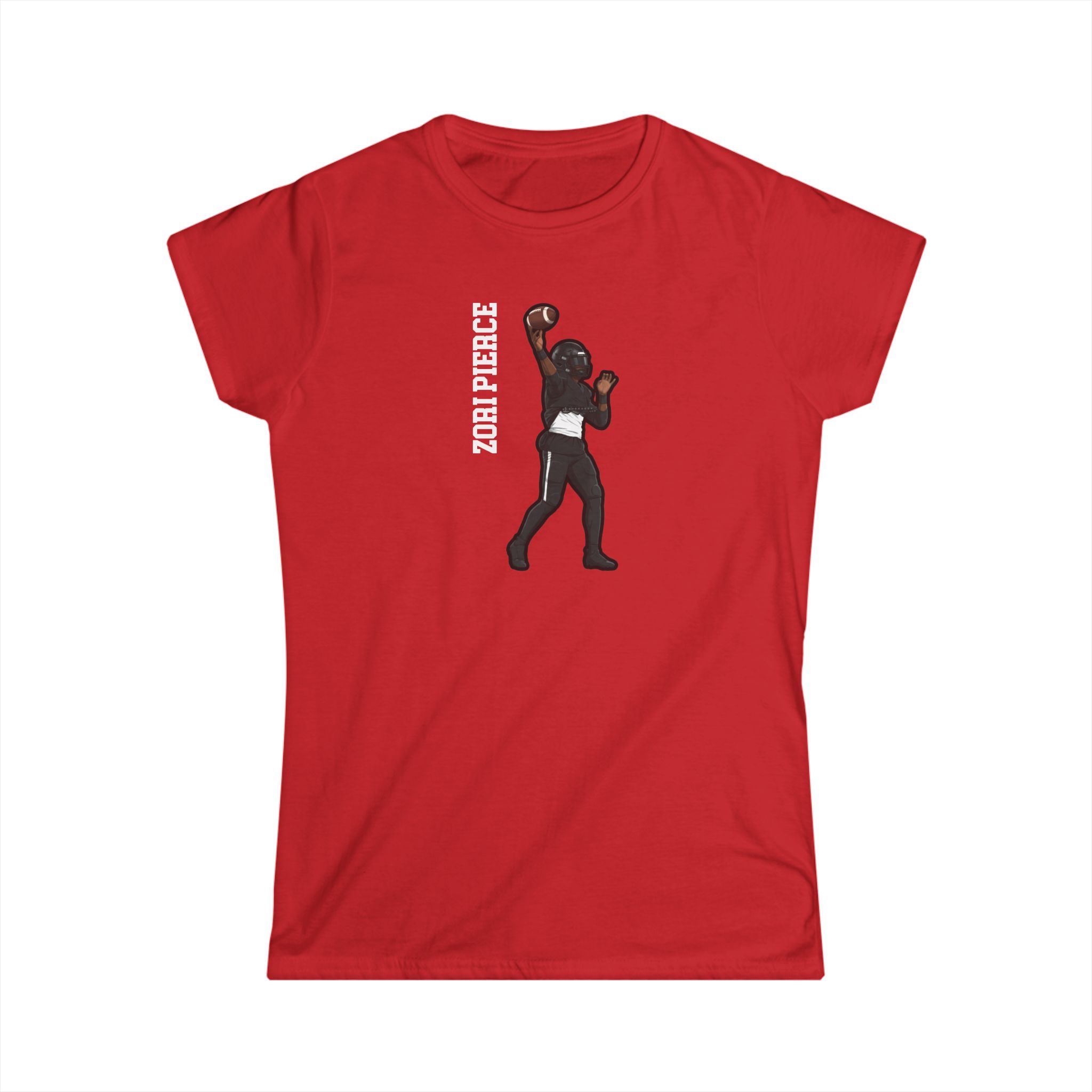 Women's Softstyle Tee — character_name_vertical in Red