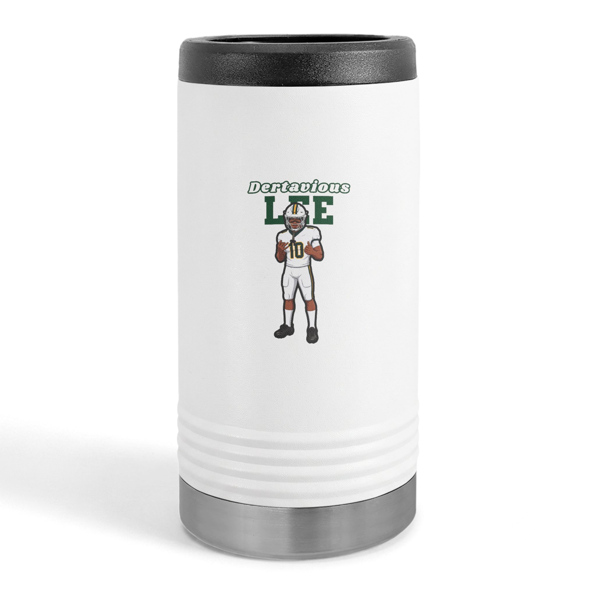 Slim Stainless Can Cooler — character_name_arch in White
