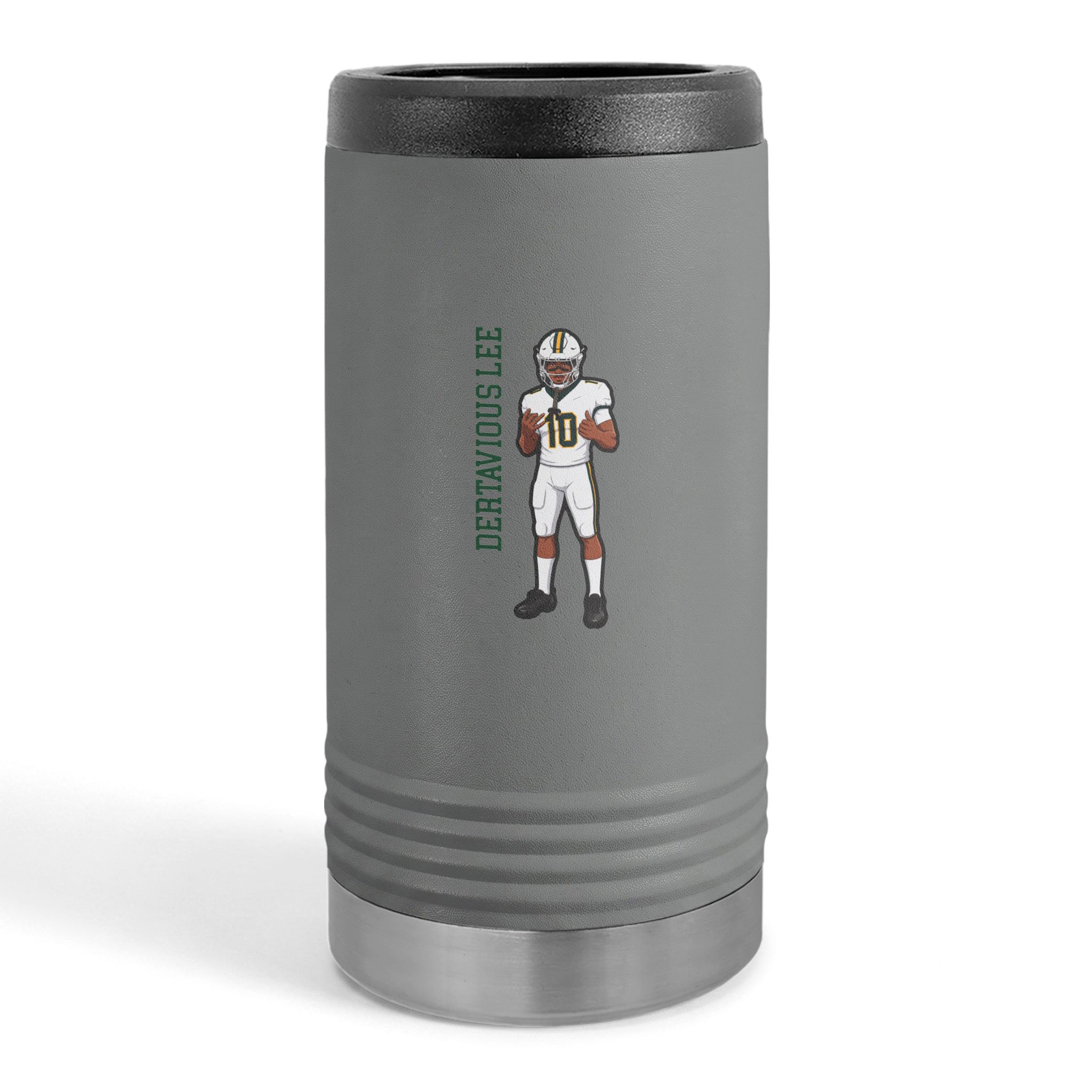 Slim Stainless Can Cooler — character_name_vertical in Grey