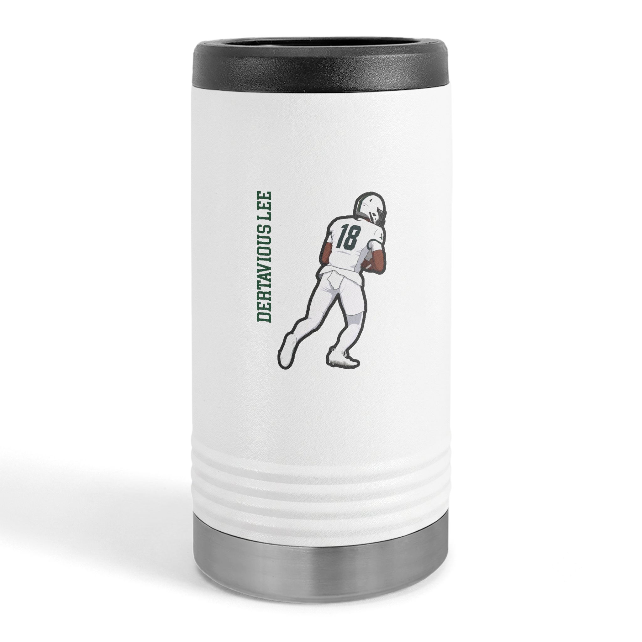 Slim Stainless Can Cooler — character_name_vertical in White