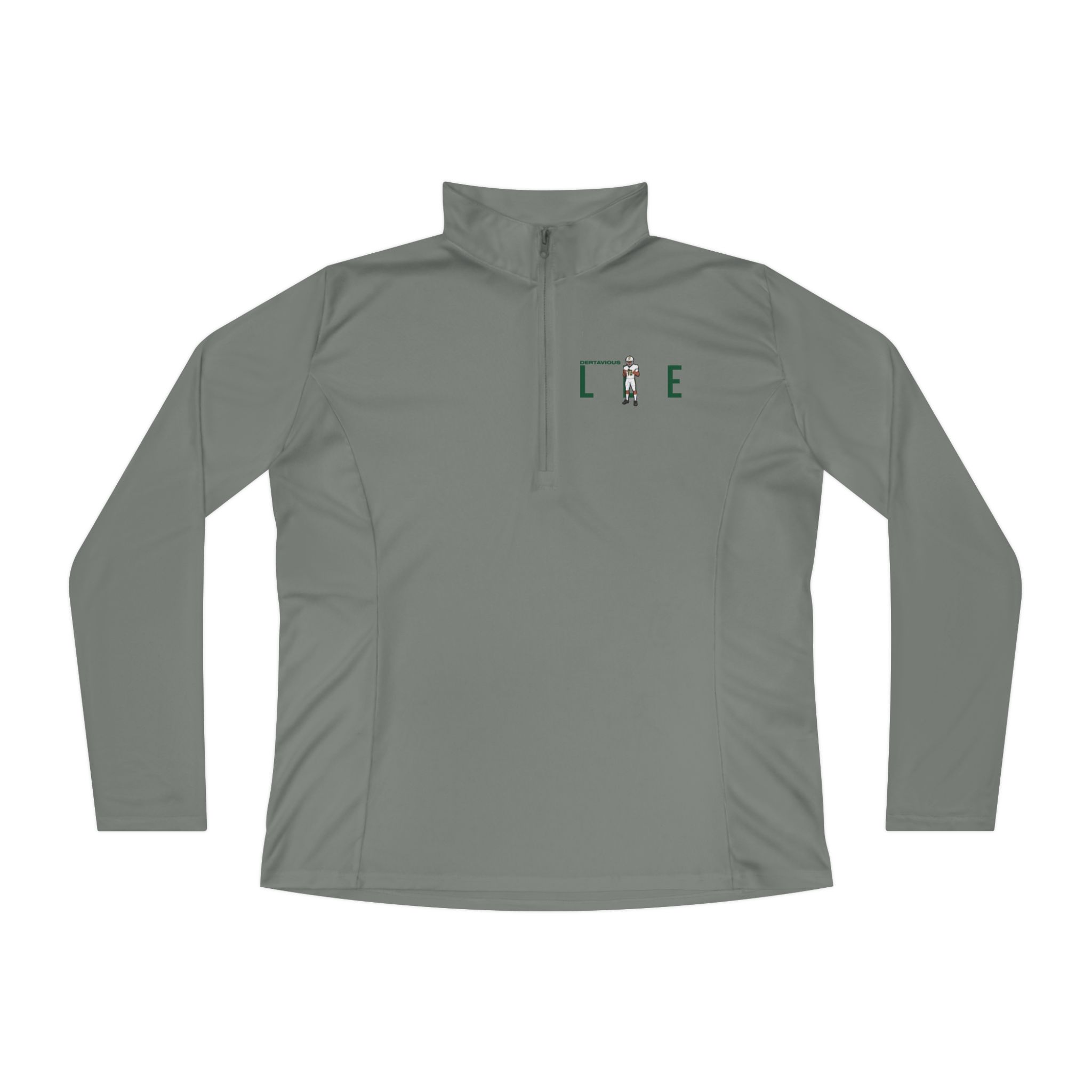 Women's Q-Zip Pullover — character_player_name in Grey