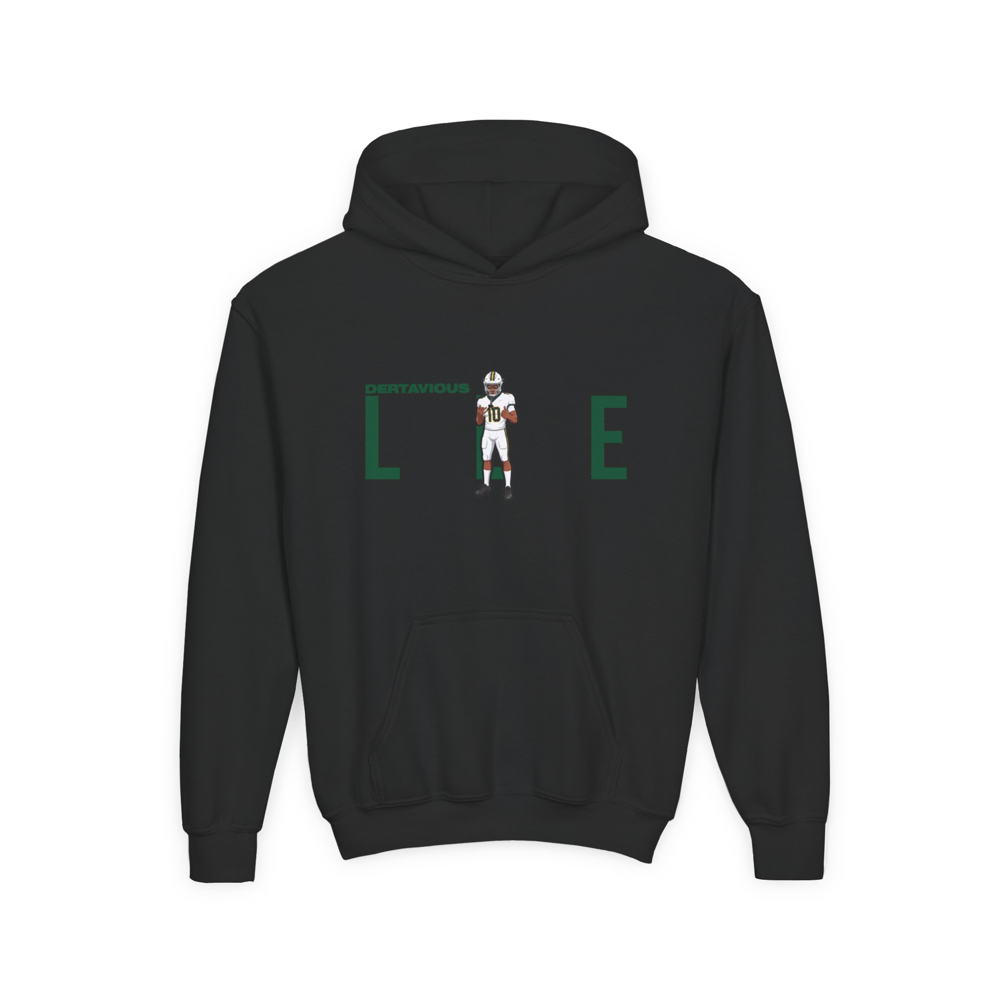 Youth Hoodie — character_player_name in Black