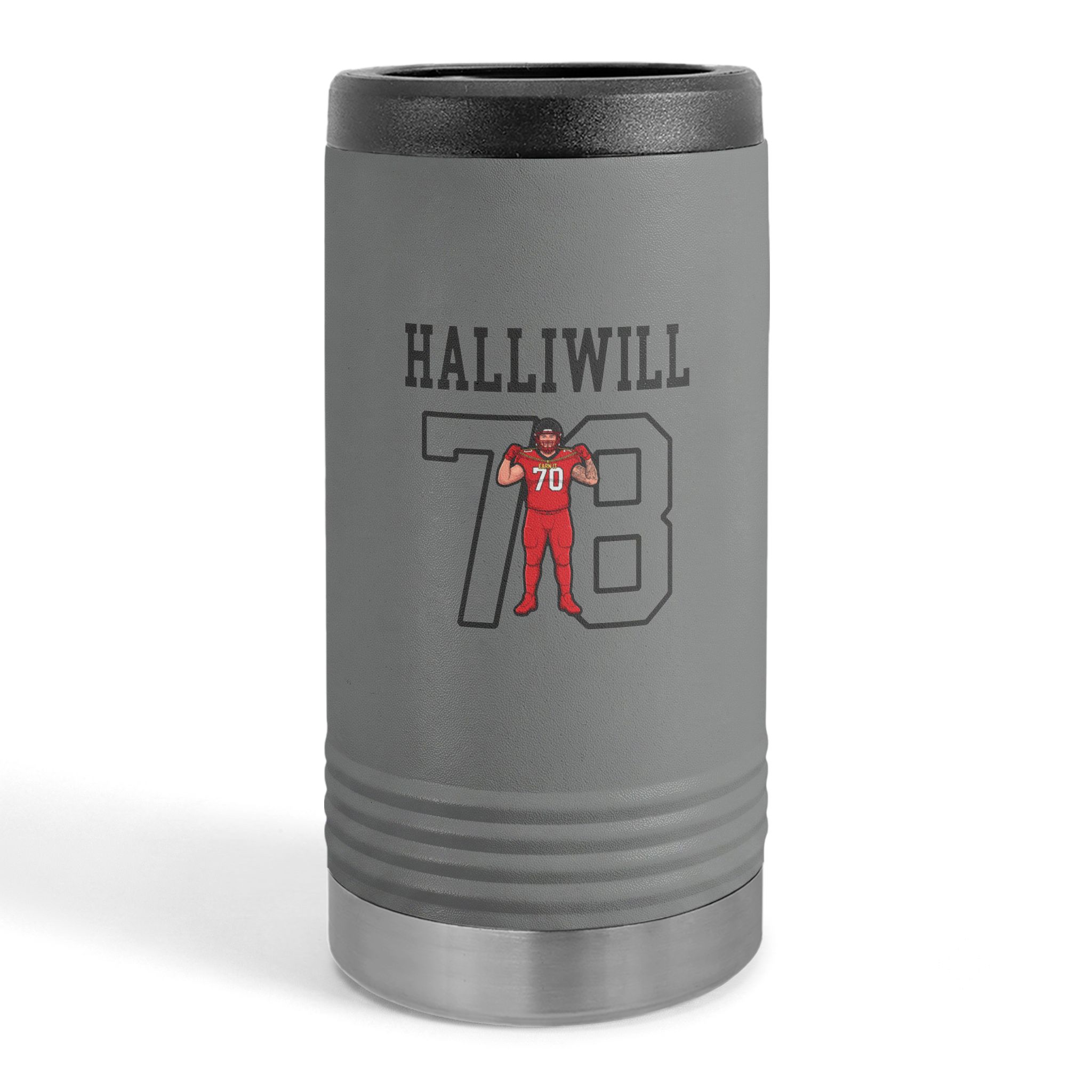 Slim Stainless Can Cooler — character_shirsey in Grey