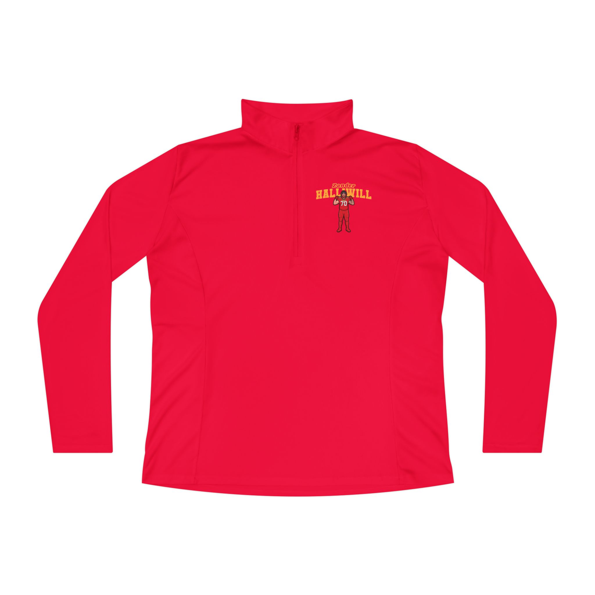 Women's Q-Zip Pullover — character_name_arch in Red