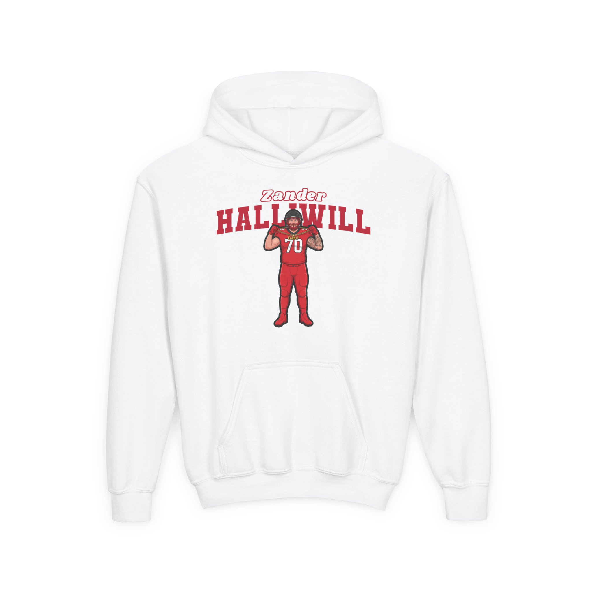 Youth Hoodie — character_name_arch in White