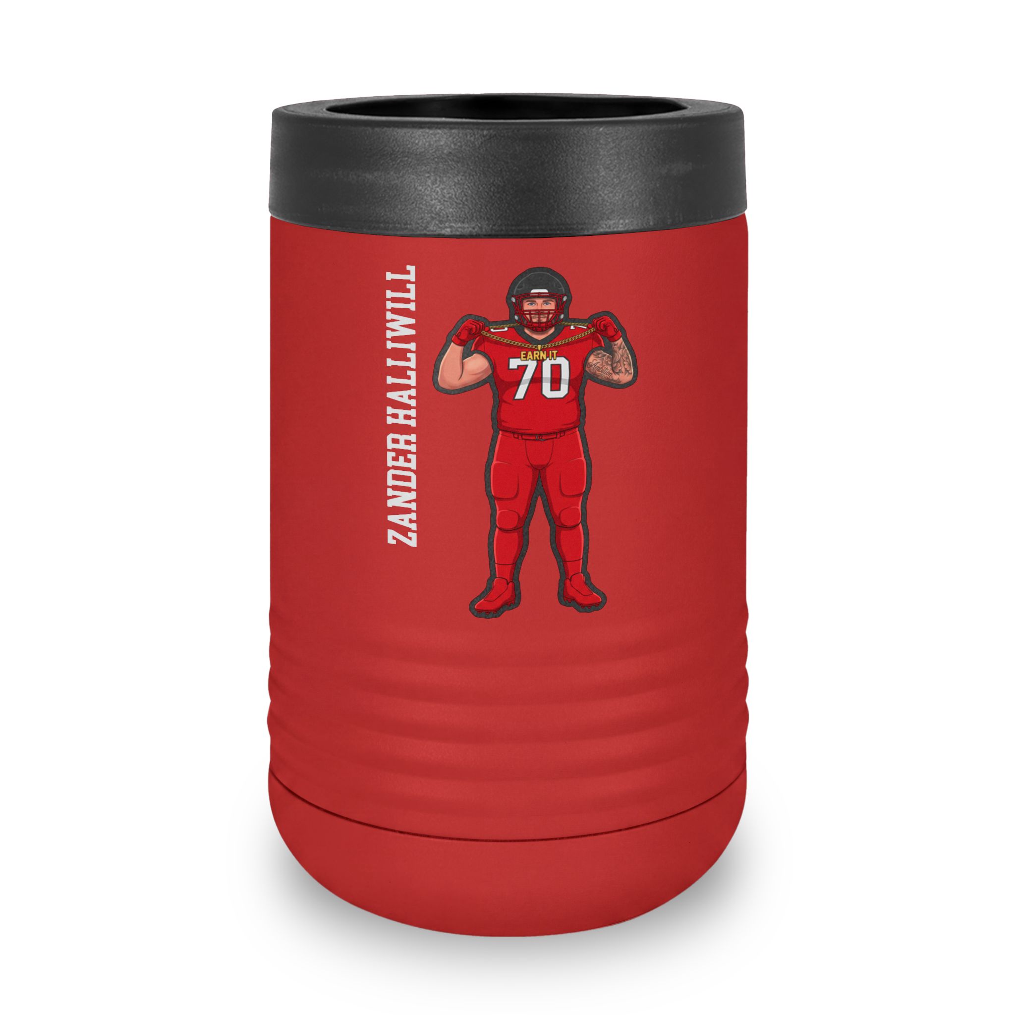 Stainless Can Cooler — character_name_vertical in Red