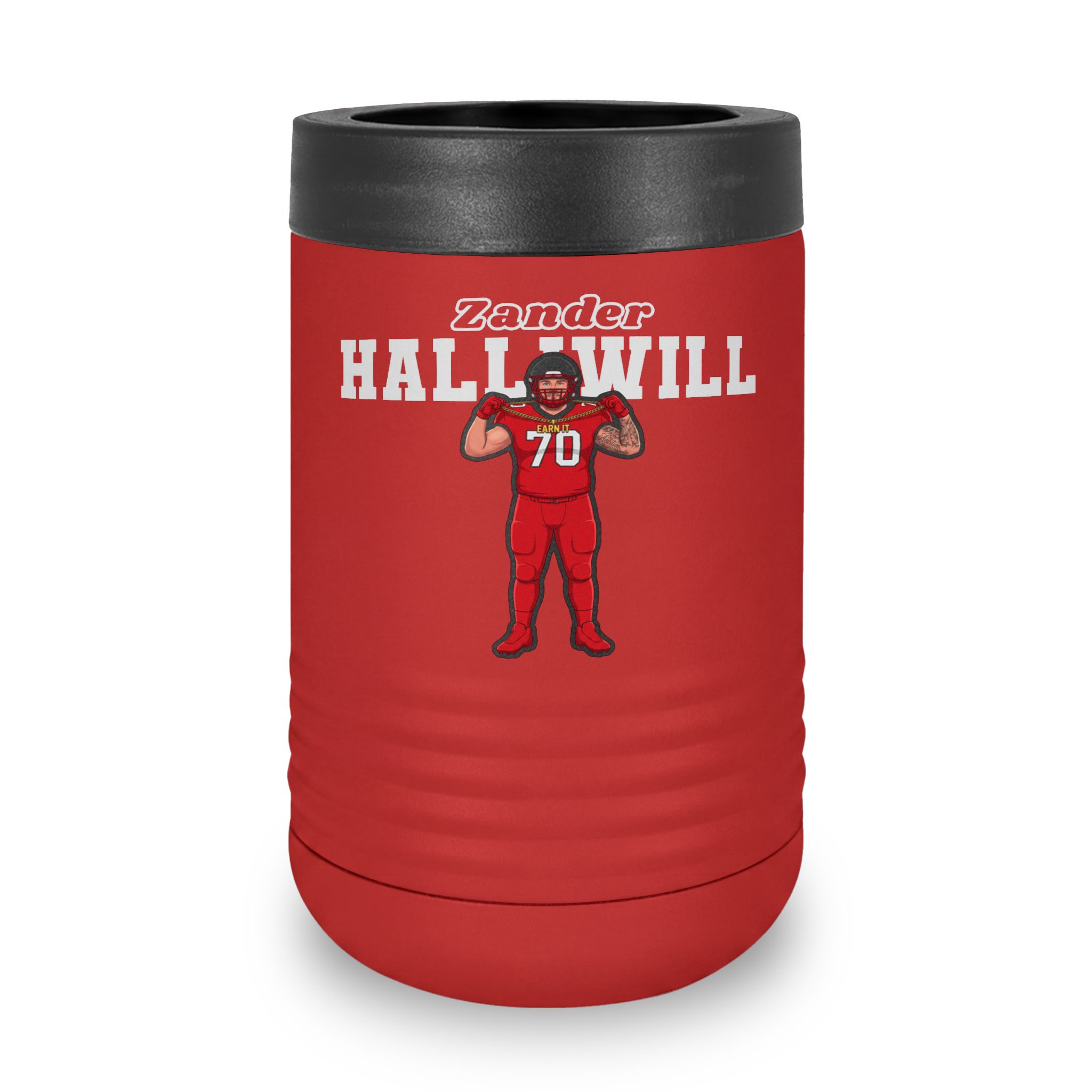 Stainless Can Cooler — character_name_arch in Red