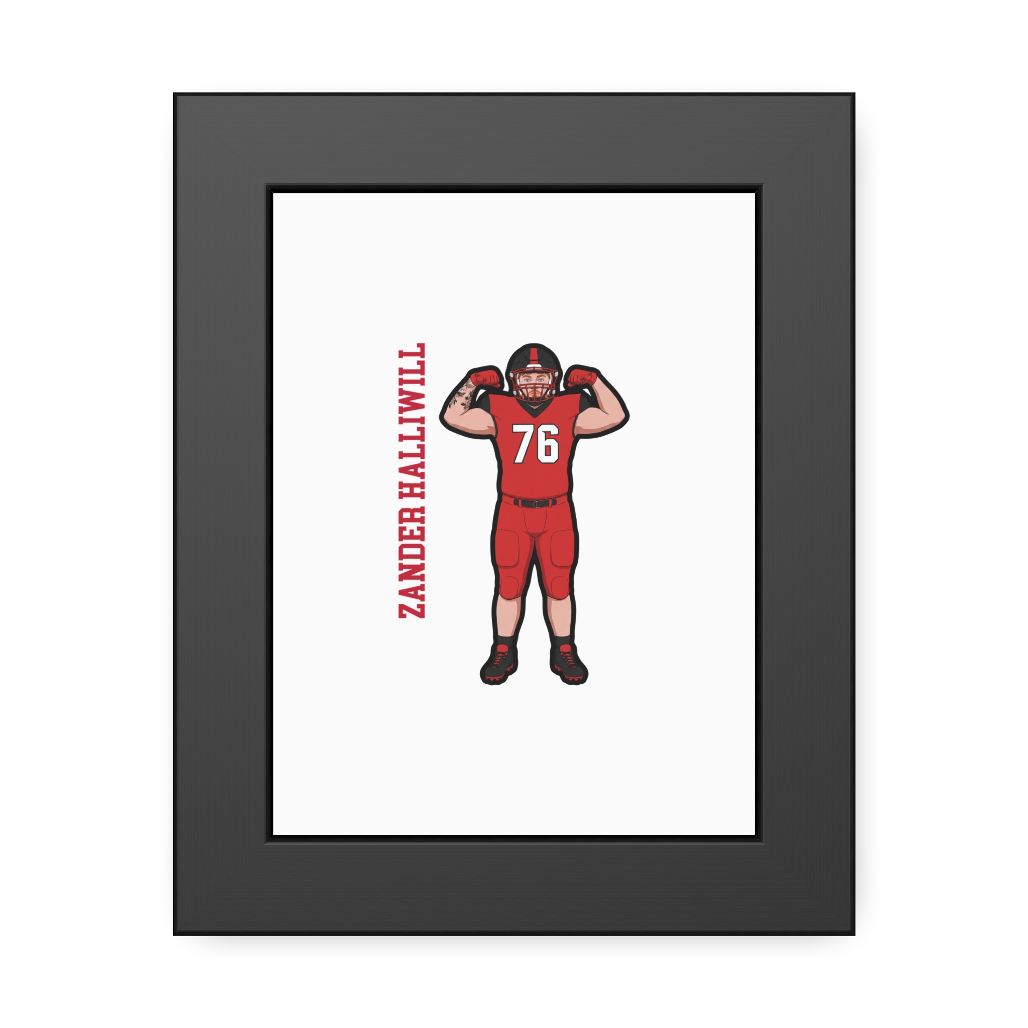Framed Poster — character_name_vertical in Black