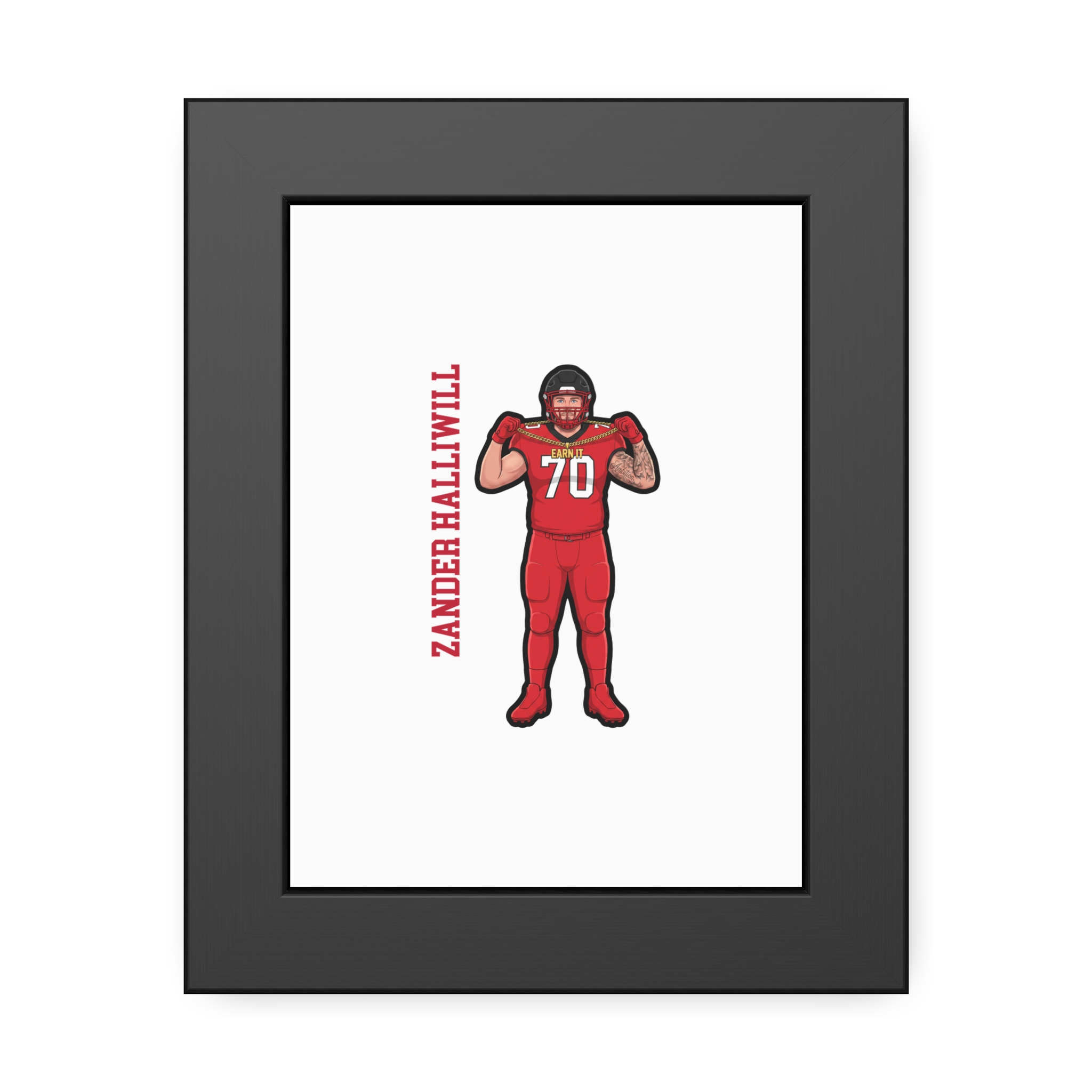 Framed Poster — character_name_vertical in Black