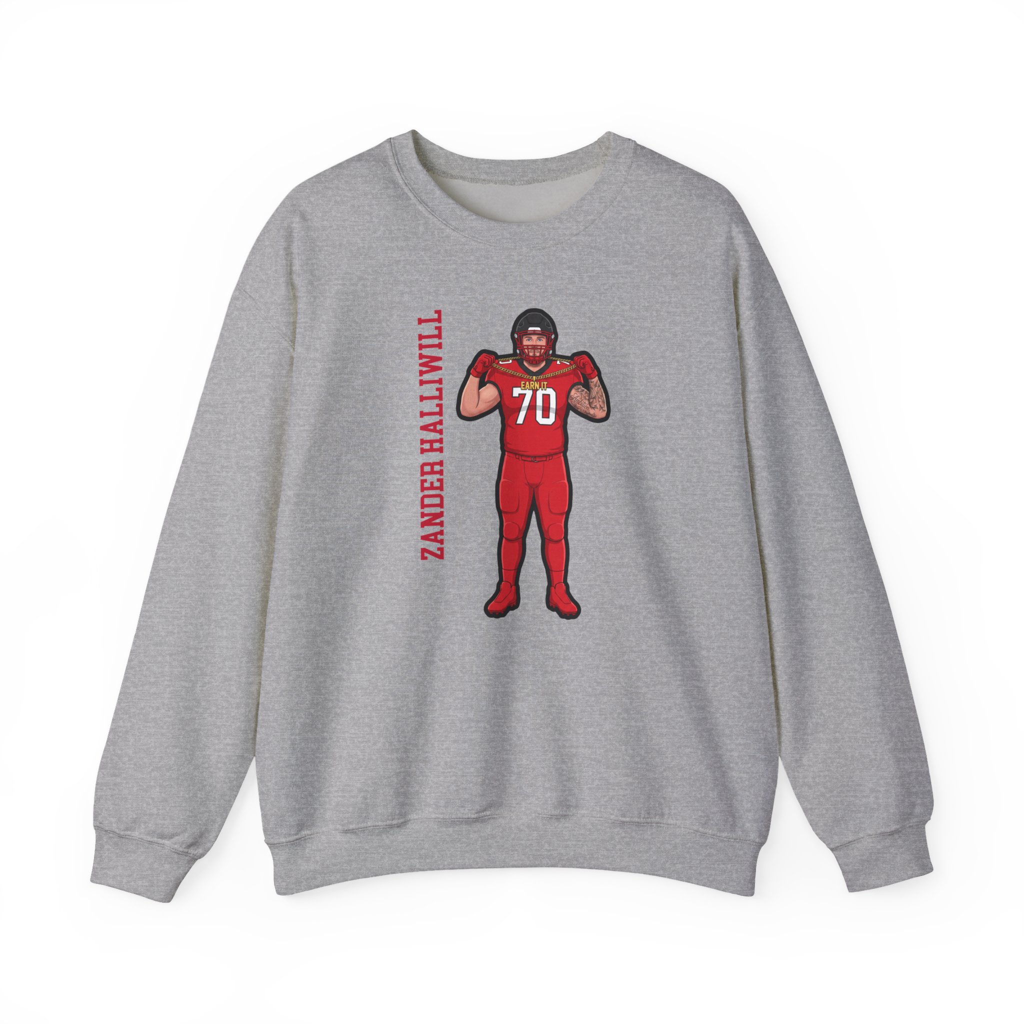 Crewneck Sweatshirt — character_name_vertical in Grey