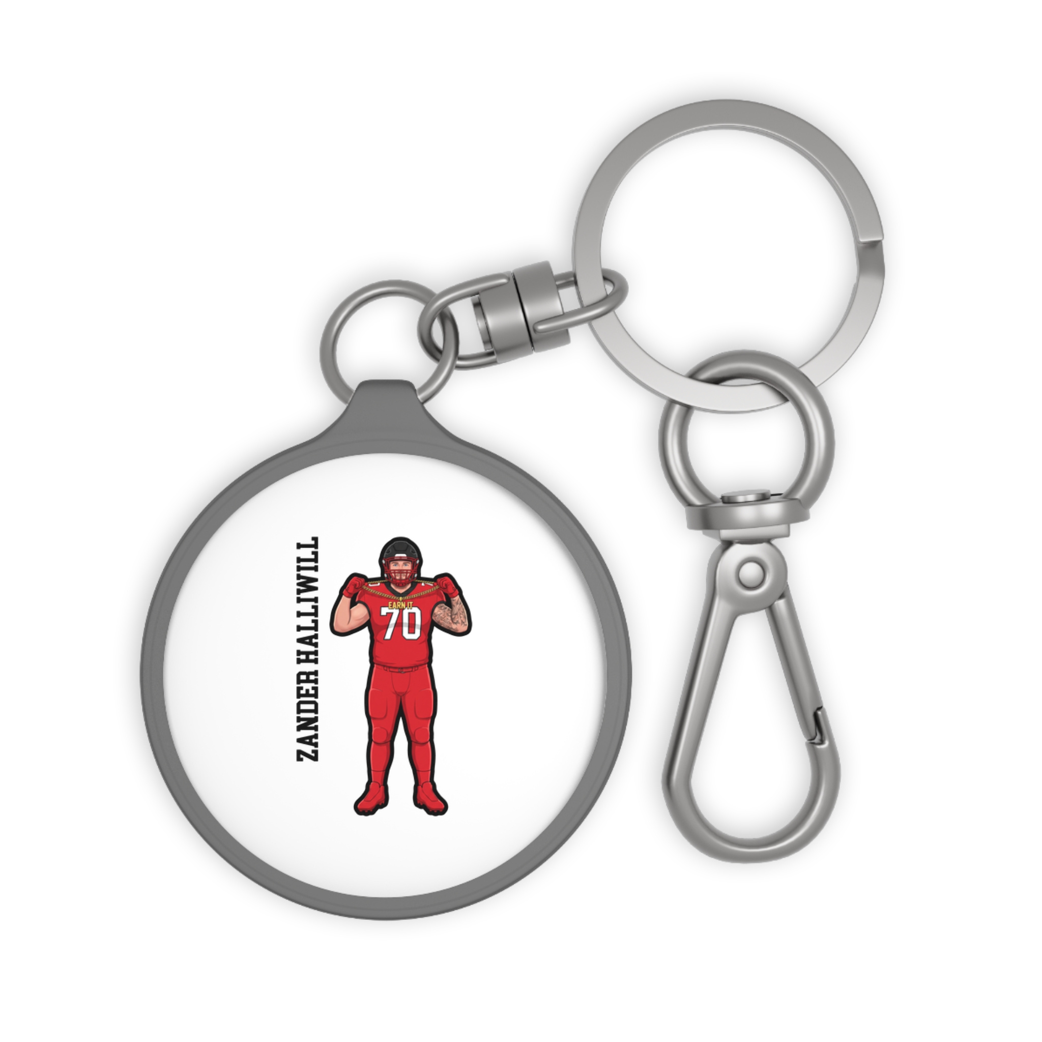 Keychain — character_name_vertical in Grey