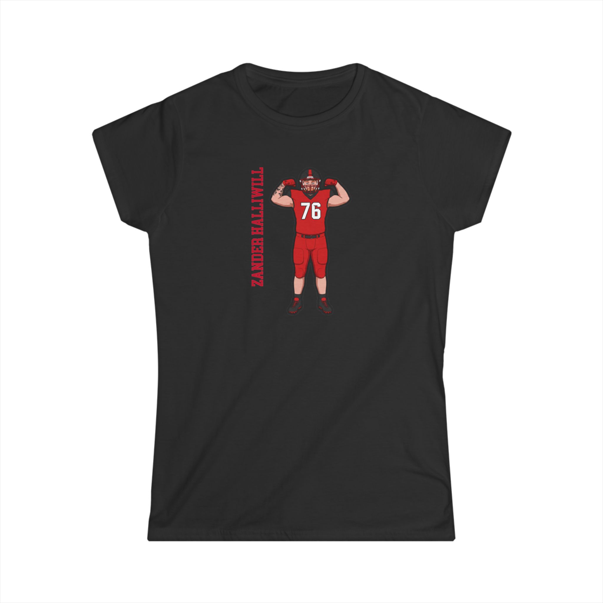 Women's Softstyle Tee — character_name_vertical in Black