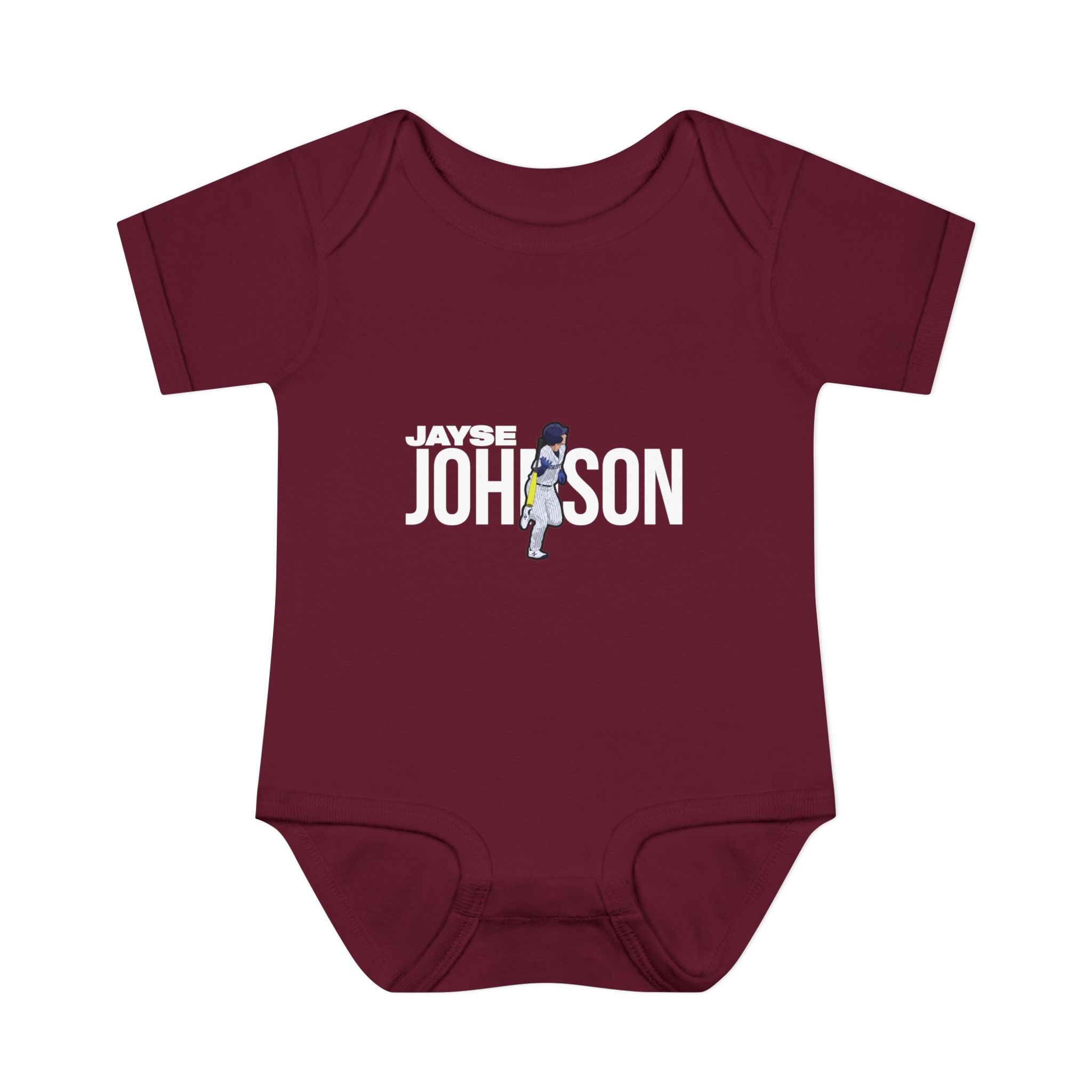 Baby Onesie — character_player_name in Maroon