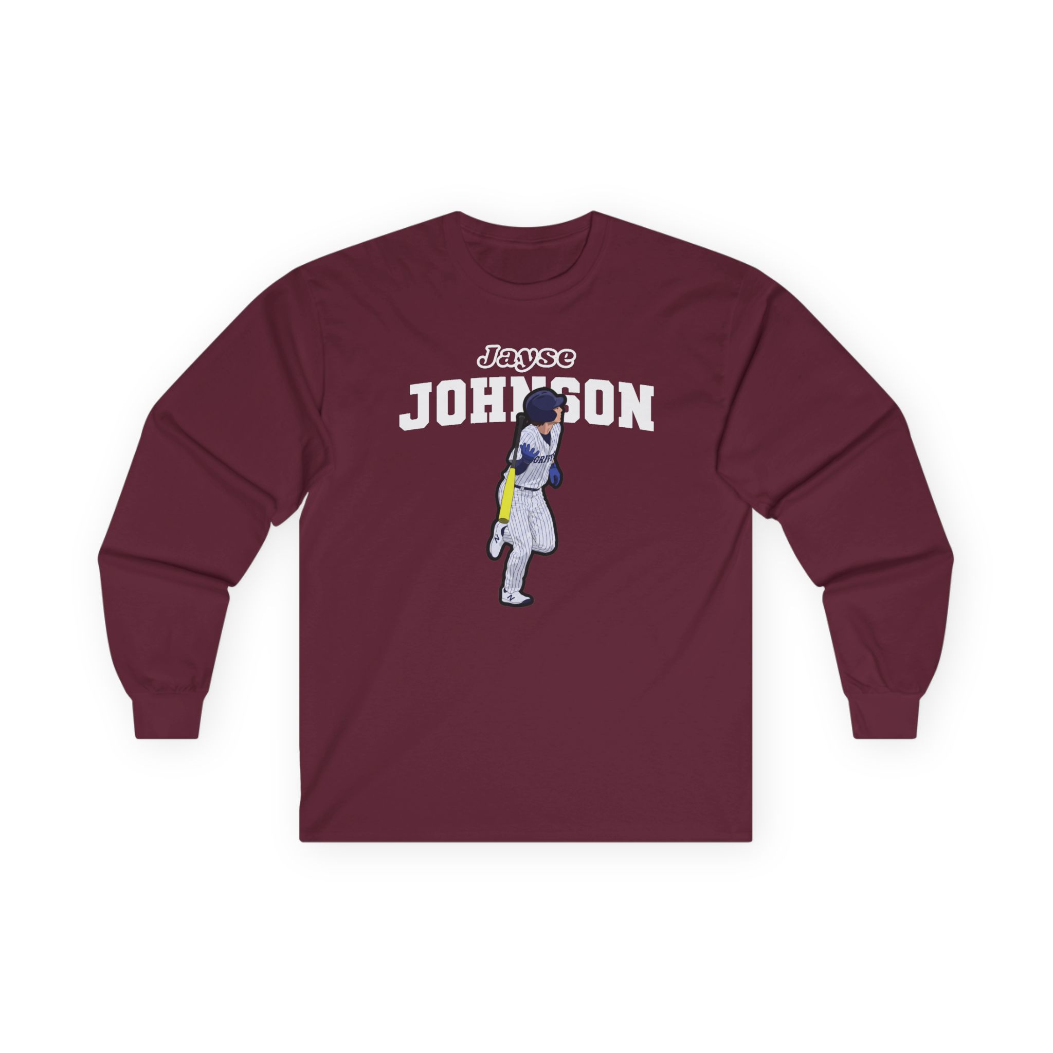 Long Sleeve Tee — character_name_arch in Maroon
