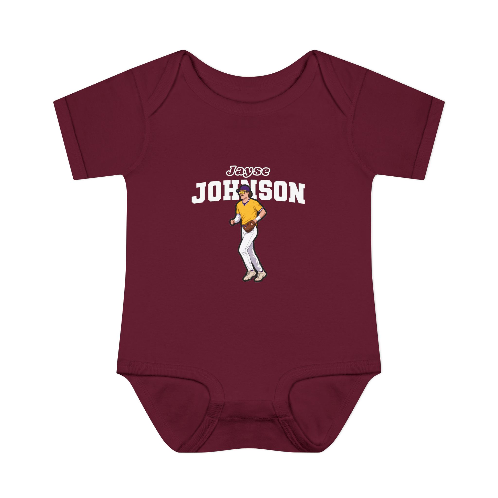 Baby Onesie — character_name_arch in Maroon