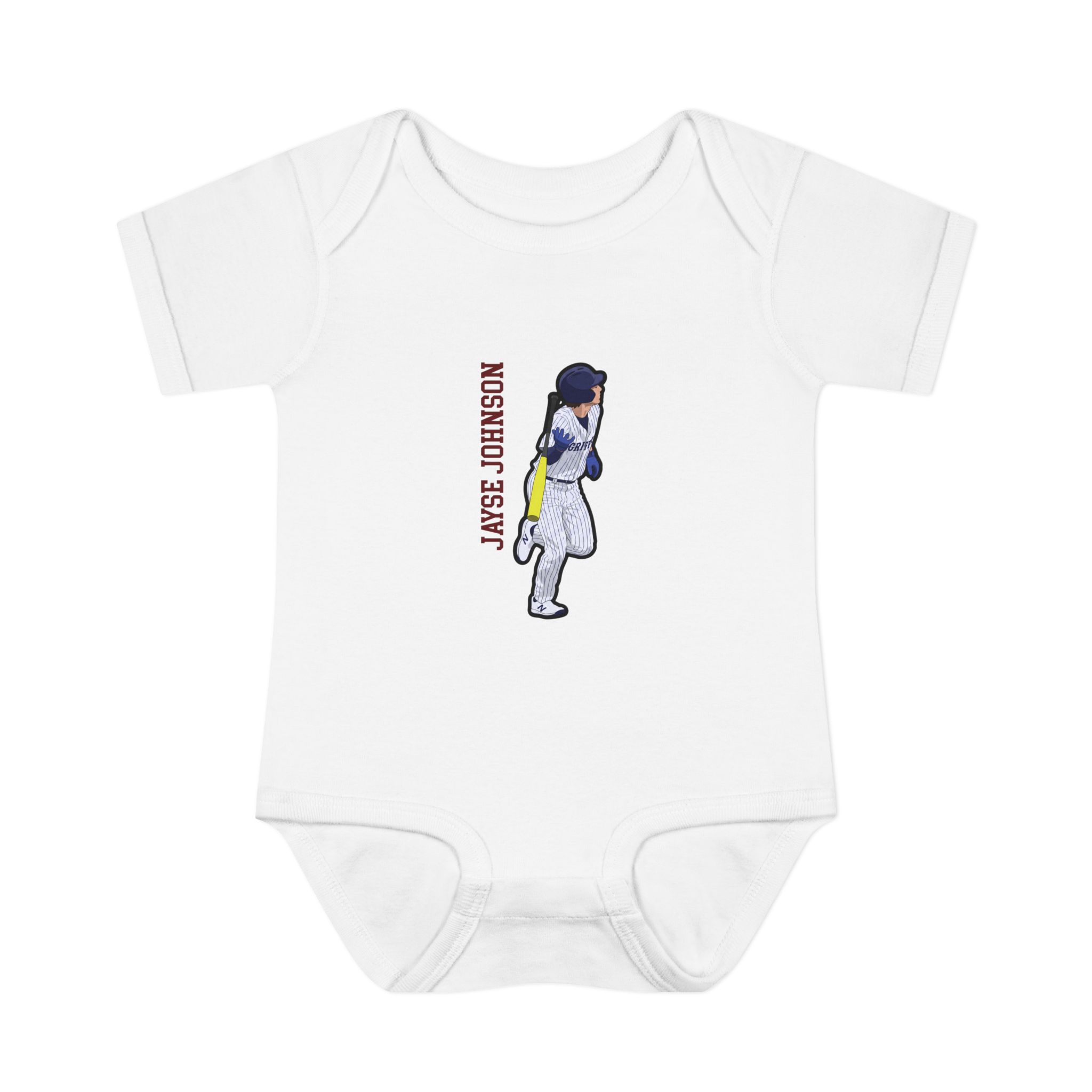 Baby Onesie — character_name_vertical in White