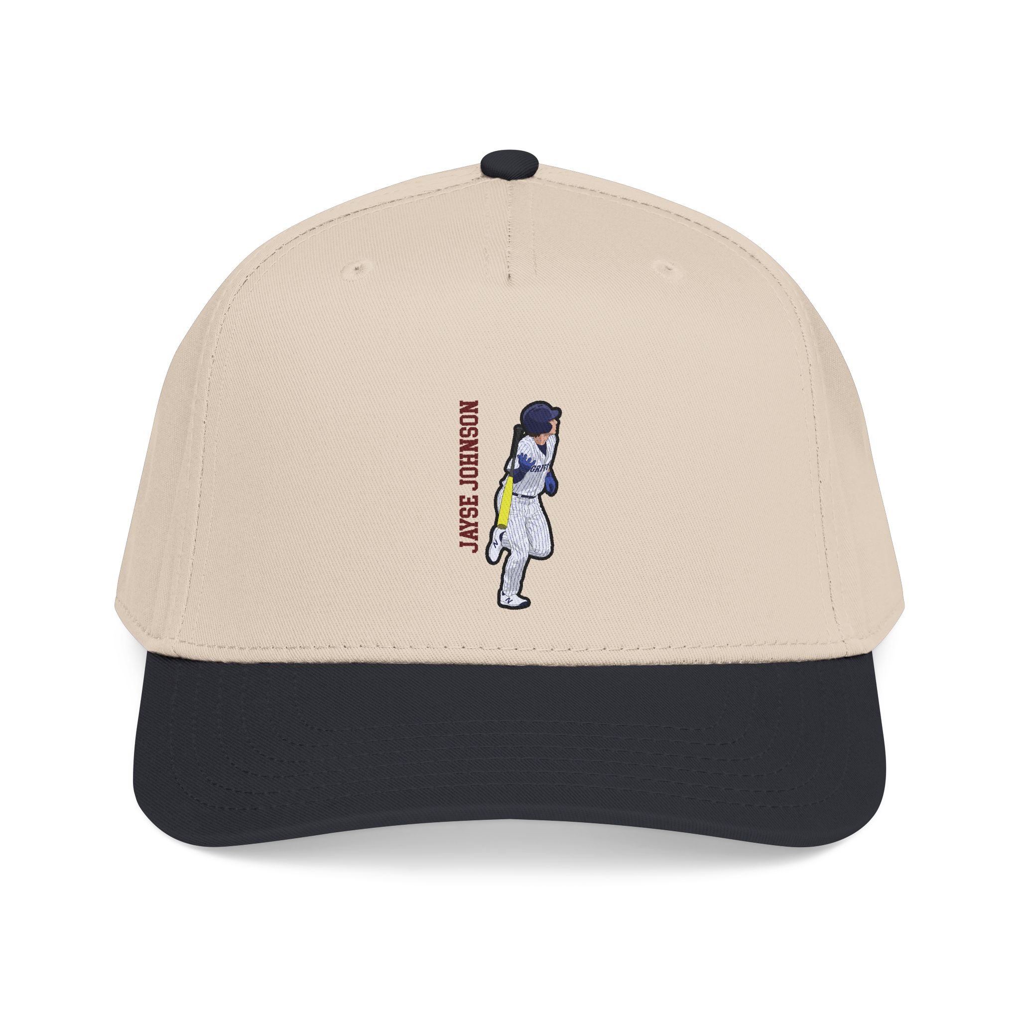 Baseball Cap — character_name_vertical in Black / Natural