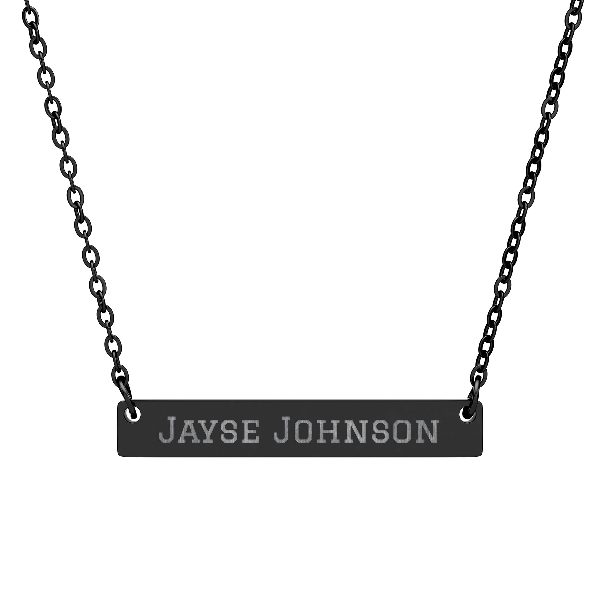 Engraved Bar Necklace — Classic in Black