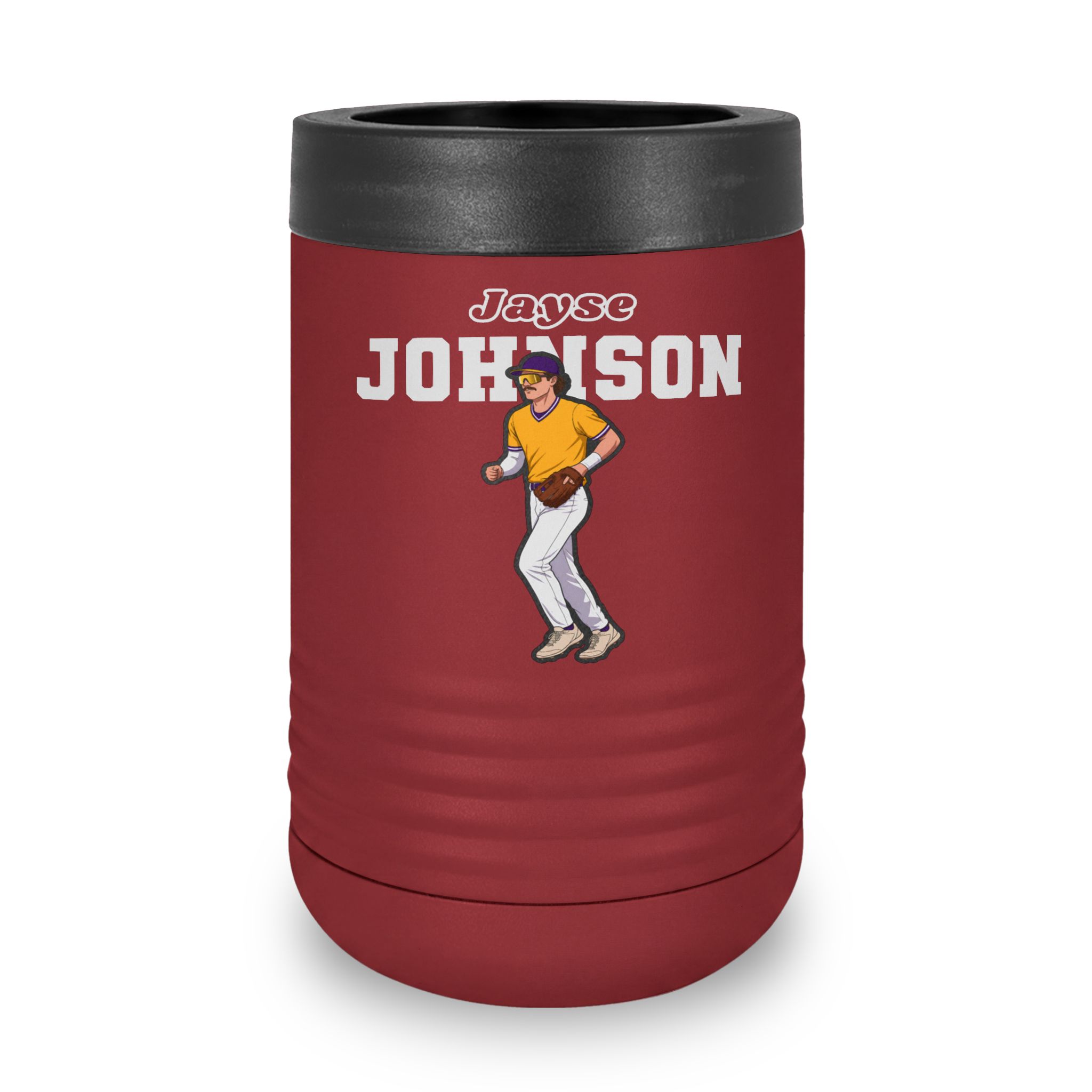 Stainless Can Cooler — character_name_arch in Maroon