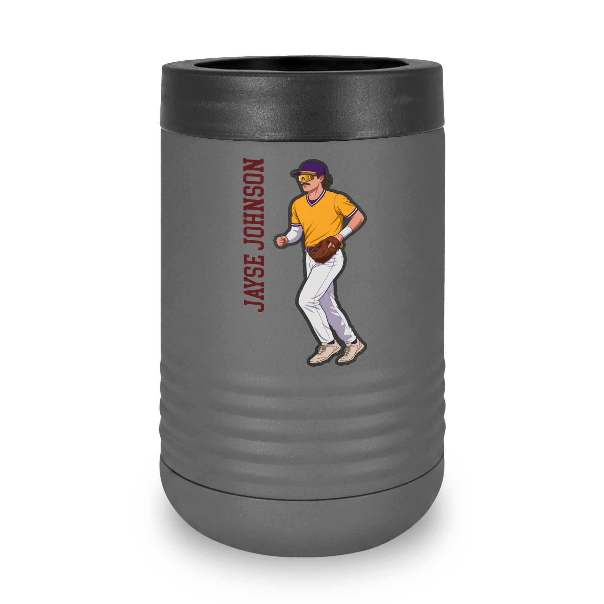 Stainless Can Cooler — character_name_vertical in Grey