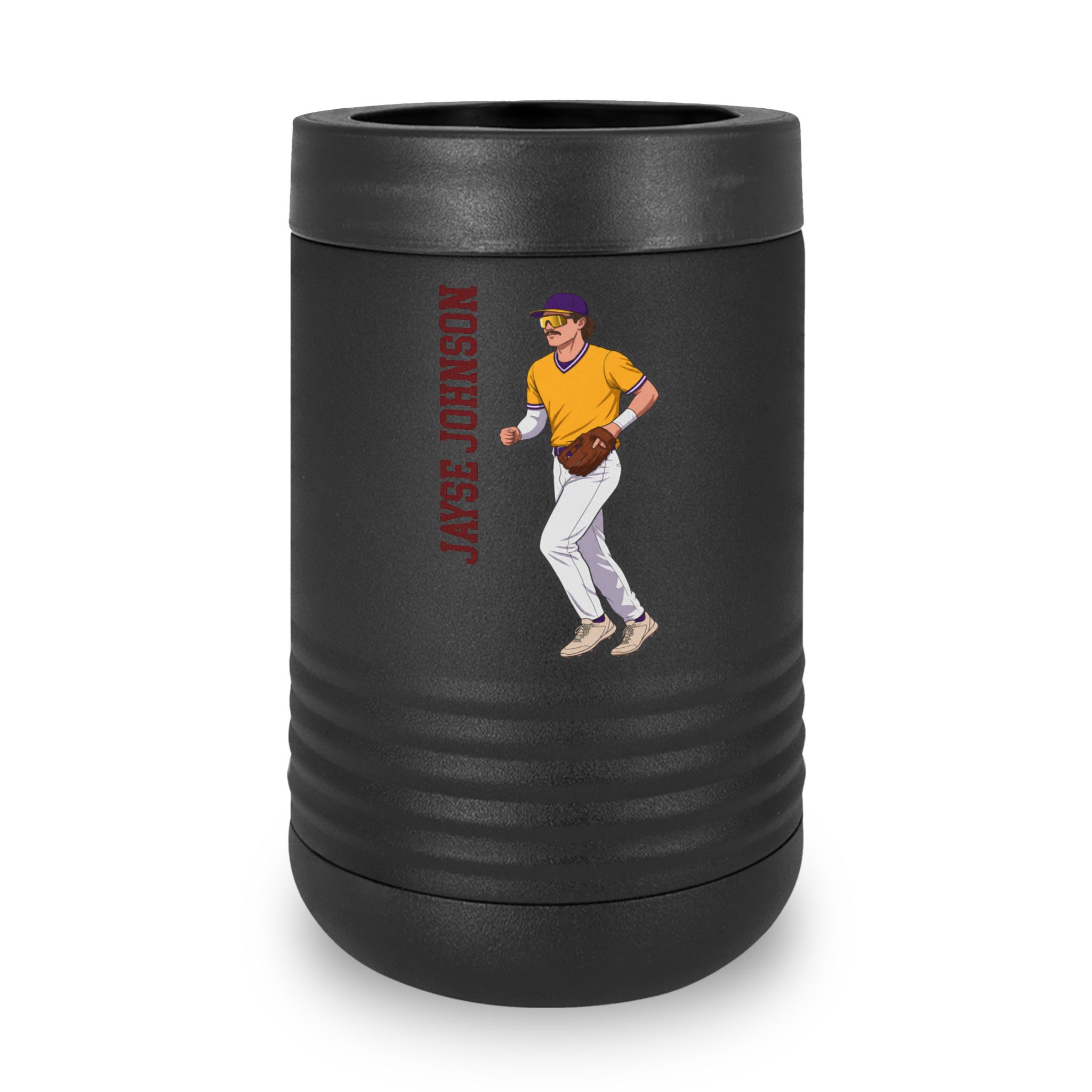 Stainless Can Cooler — character_name_vertical in Black