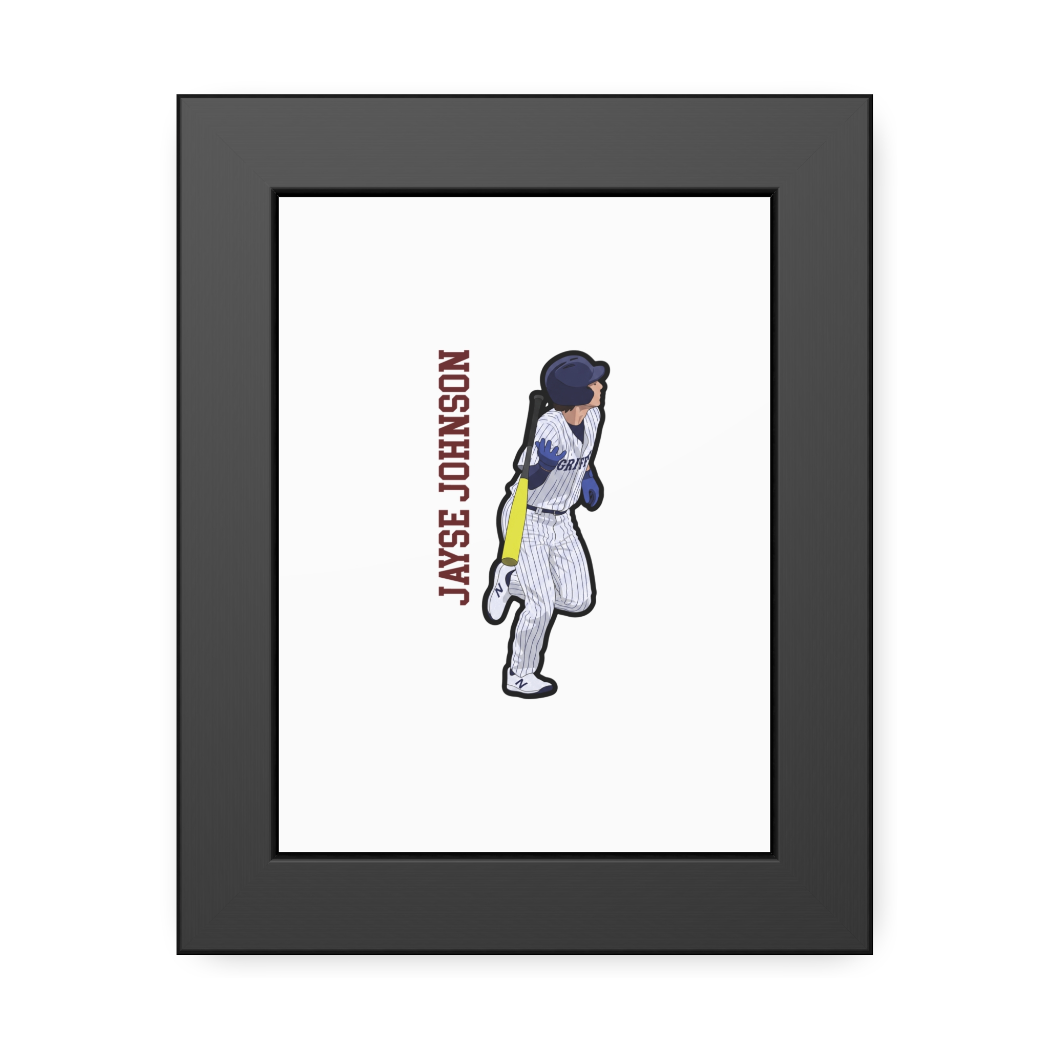 Framed Poster — character_name_vertical in Black