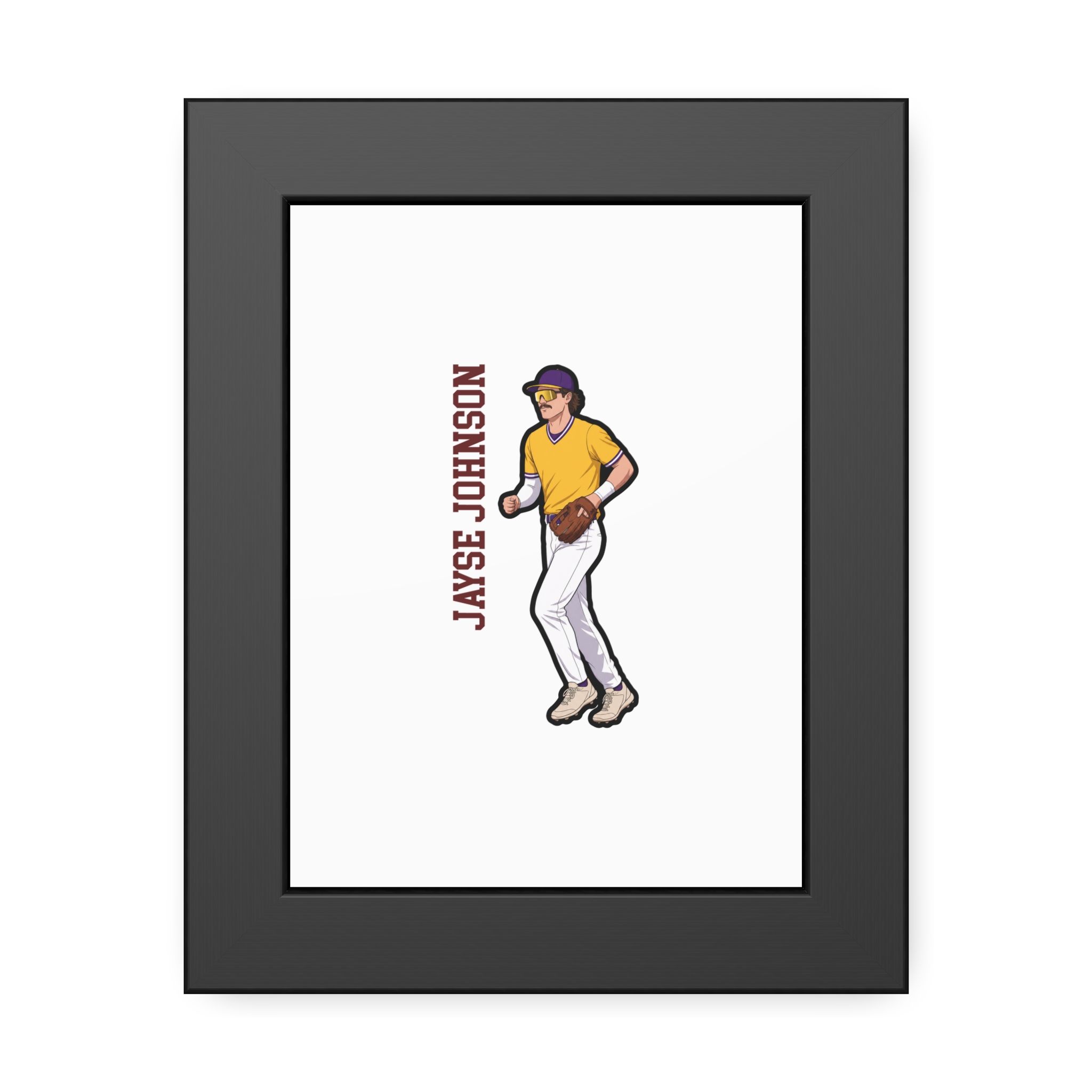 Framed Poster — character_name_vertical in Black