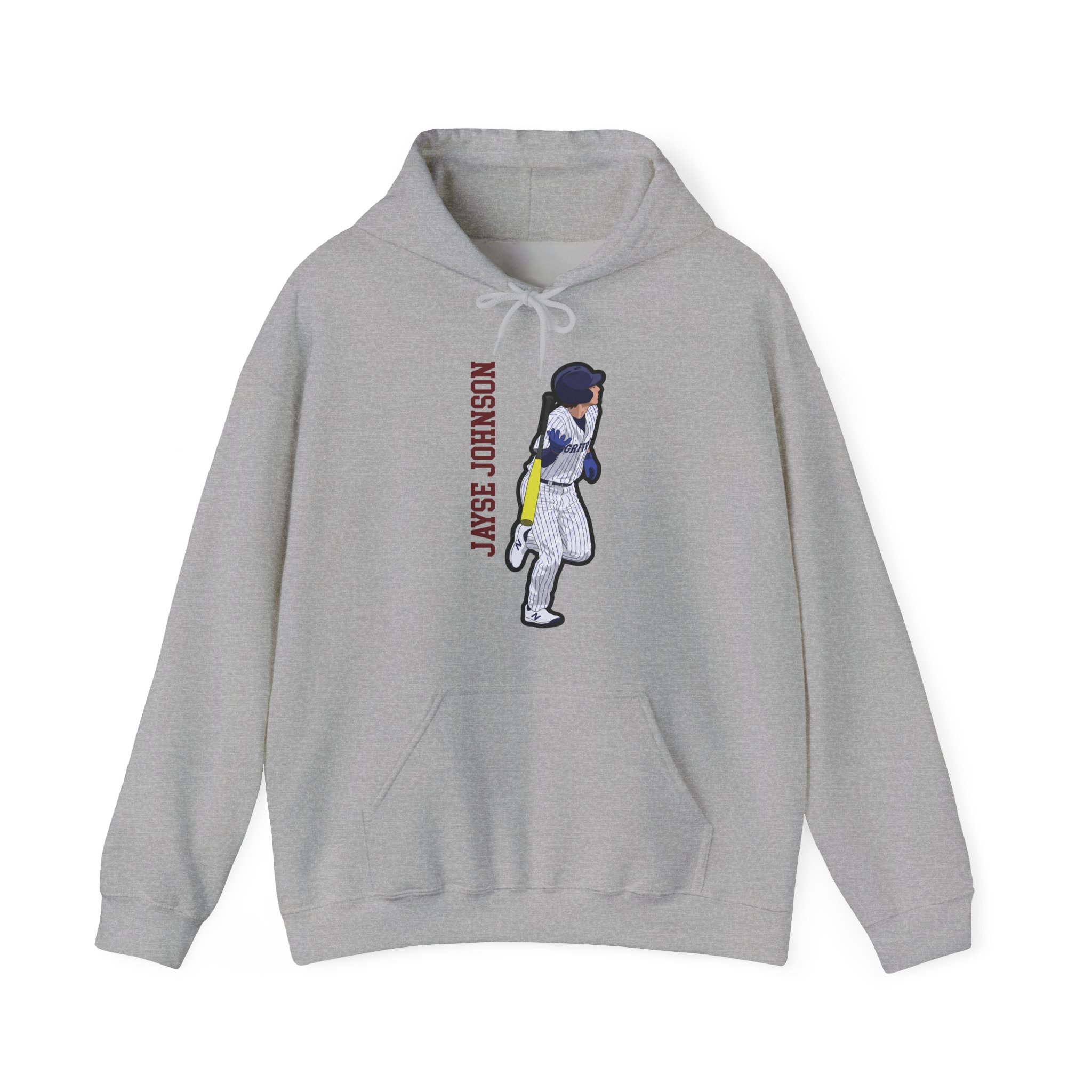 Hoodie — character_name_vertical in Grey