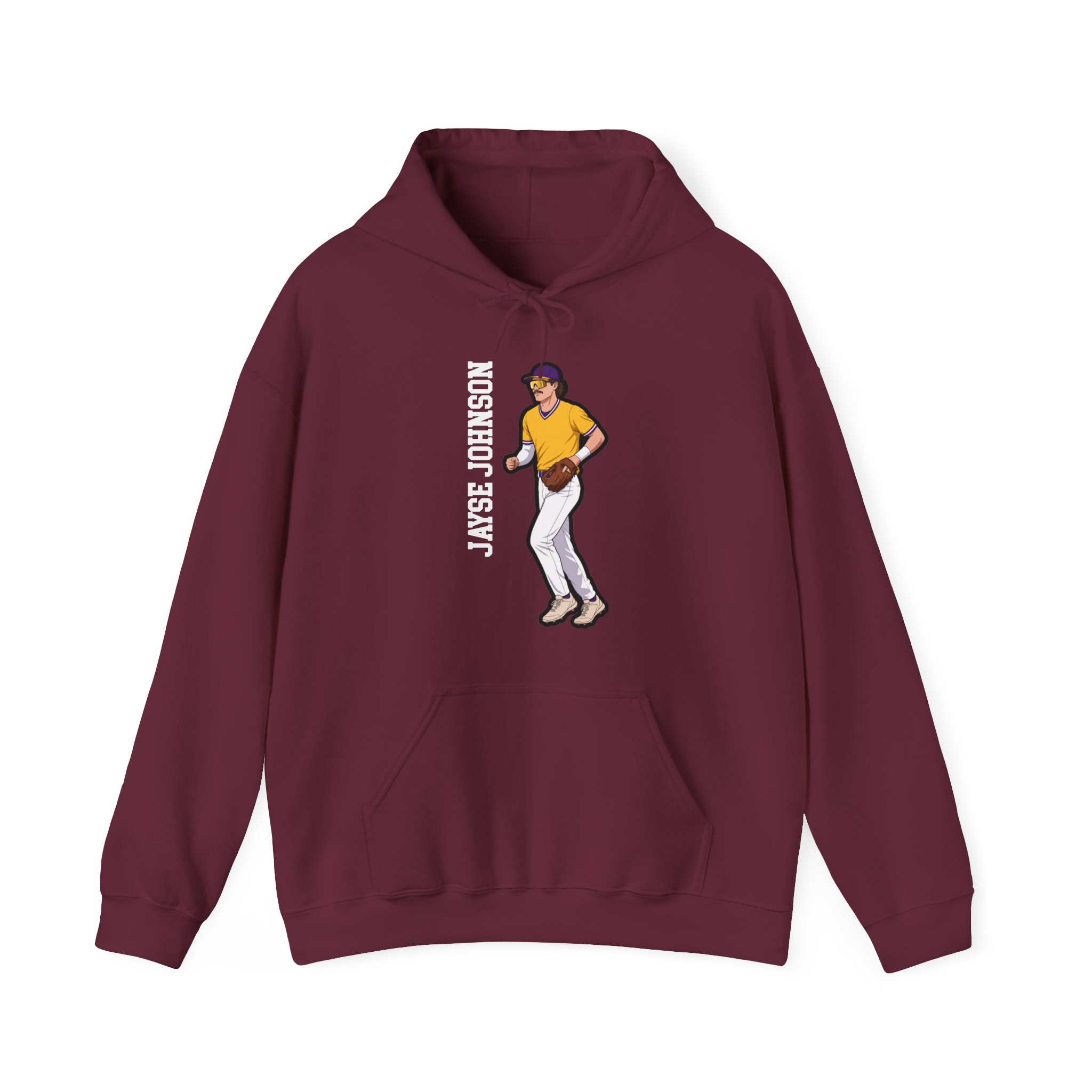 Hoodie — character_name_vertical in Maroon